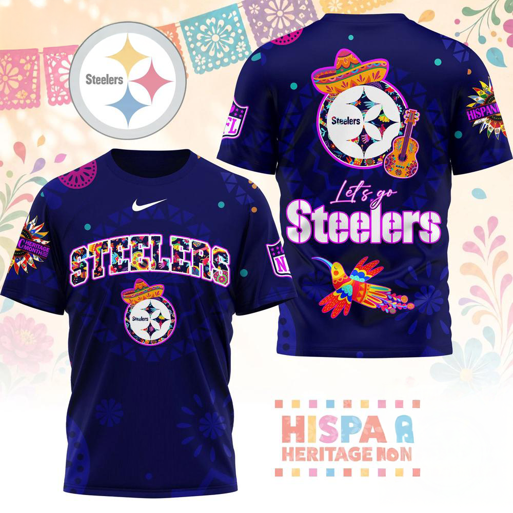 Pittsburgh Steelers 2026 NFL Hispanic Heritage Fiesta Premium 3D Graphic T Shirt