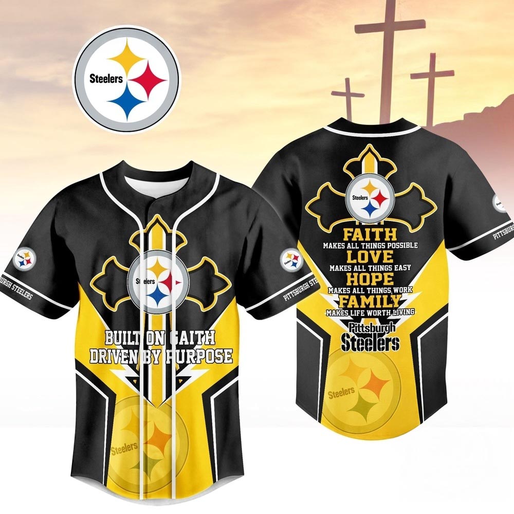 Pittsburgh Steelers Blessed Beyond The Score Baseball Jersey Football Faith Collection 1 - Unicasport Pittsburgh Steelers Blessed Beyond The Score Baseball Jersey Football Faith Collection