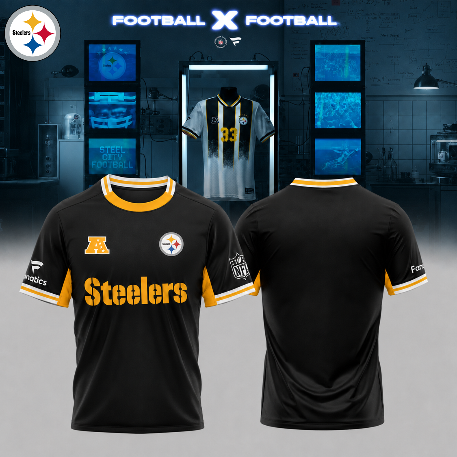 Pittsburgh Steelers Football Collared Fan Top Graphic Shirt