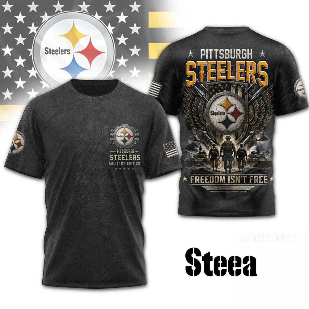 Pittsburgh Steelers NFL Freedom Team Military 3D Graphic T Shirt