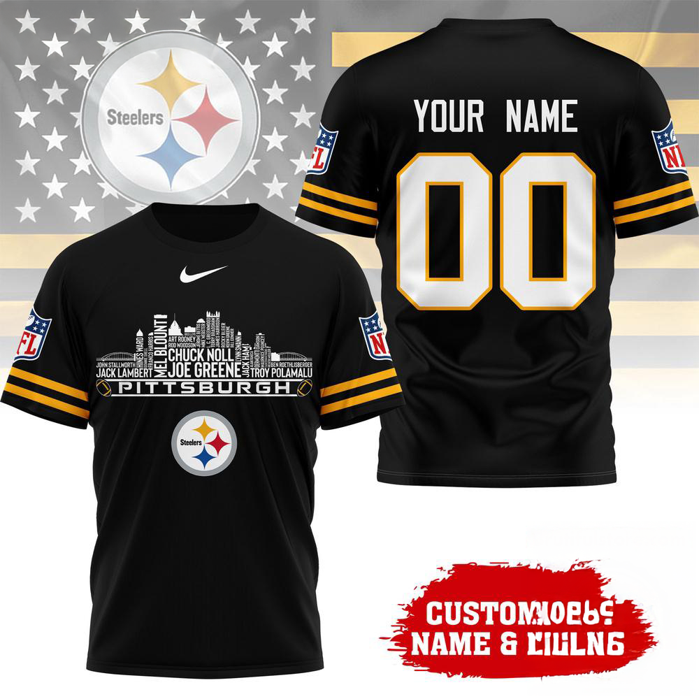 Pittsburgh Steelers NFL Game Day Skyline Names Limited Edition 3D Graphic T Shirt