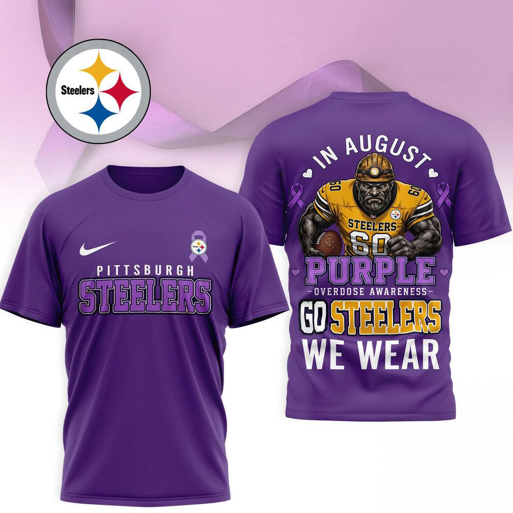 Pittsburgh Steelers NFL In August We Wear Purple Overdose Awareness 3D T Shirt