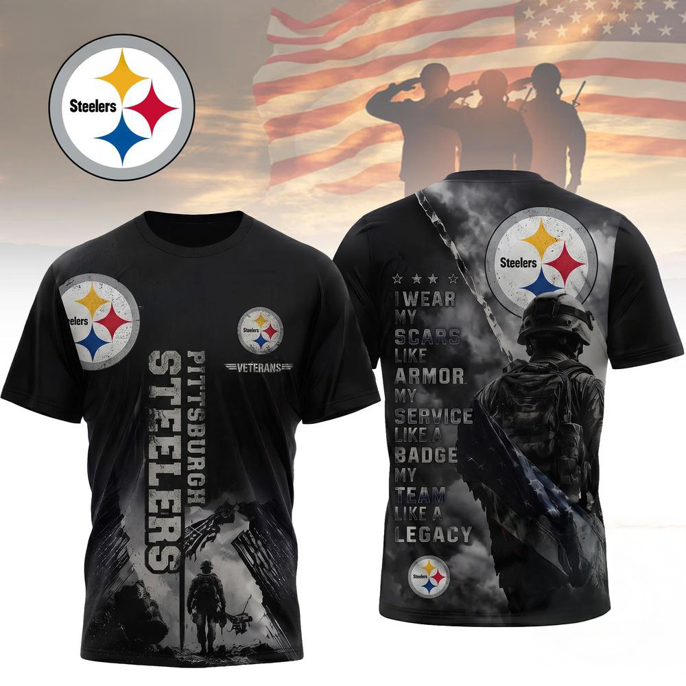 Pittsburgh Steelers NFL Veterans Legacy Team 3D Design T Shirt