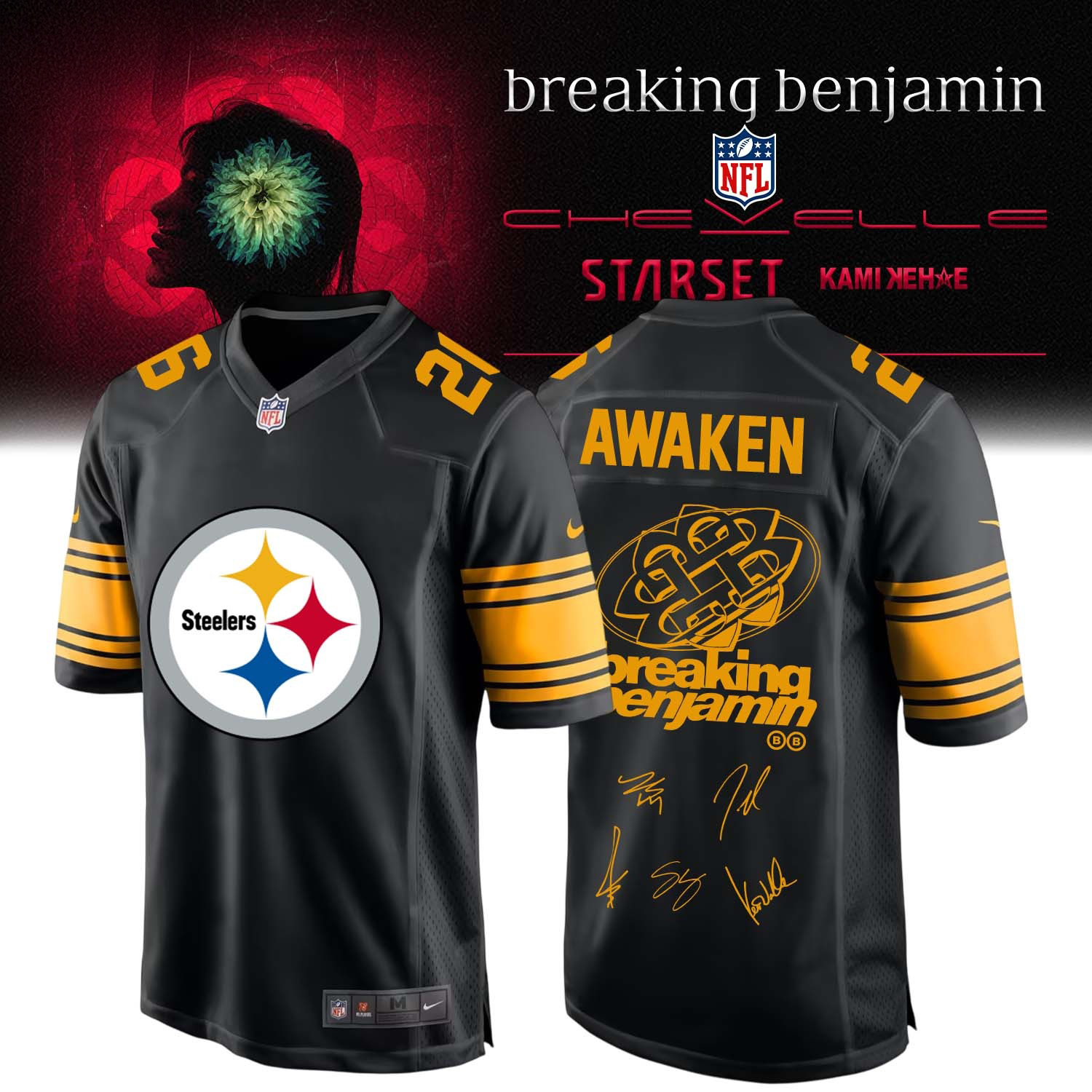 Pittsburgh Steelers NFL X Breaking Benjamin 2026 Hv Jersey Football Game Day Apparel 2 - Unicasport Pittsburgh Steelers NFL X Breaking Benjamin 2026 Hv Jersey Football Game Day Apparel