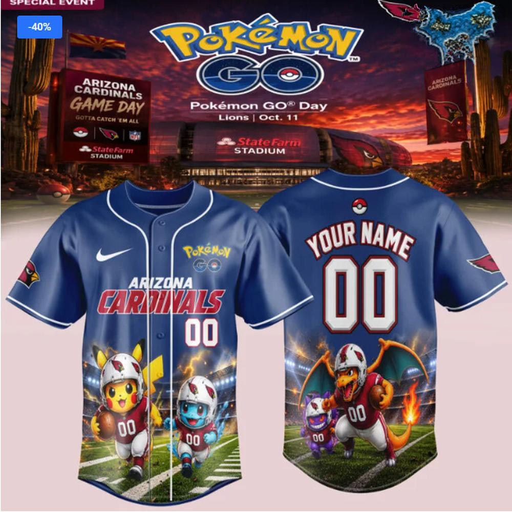 Pokemon GO Arizona Cardinals Detroit Lions Game Day Baseball Jersey Sports Fan Apparel 2 - Unicasport Pokemon GO Arizona Cardinals Detroit Lions Game Day Baseball Jersey Sports Fan Apparel