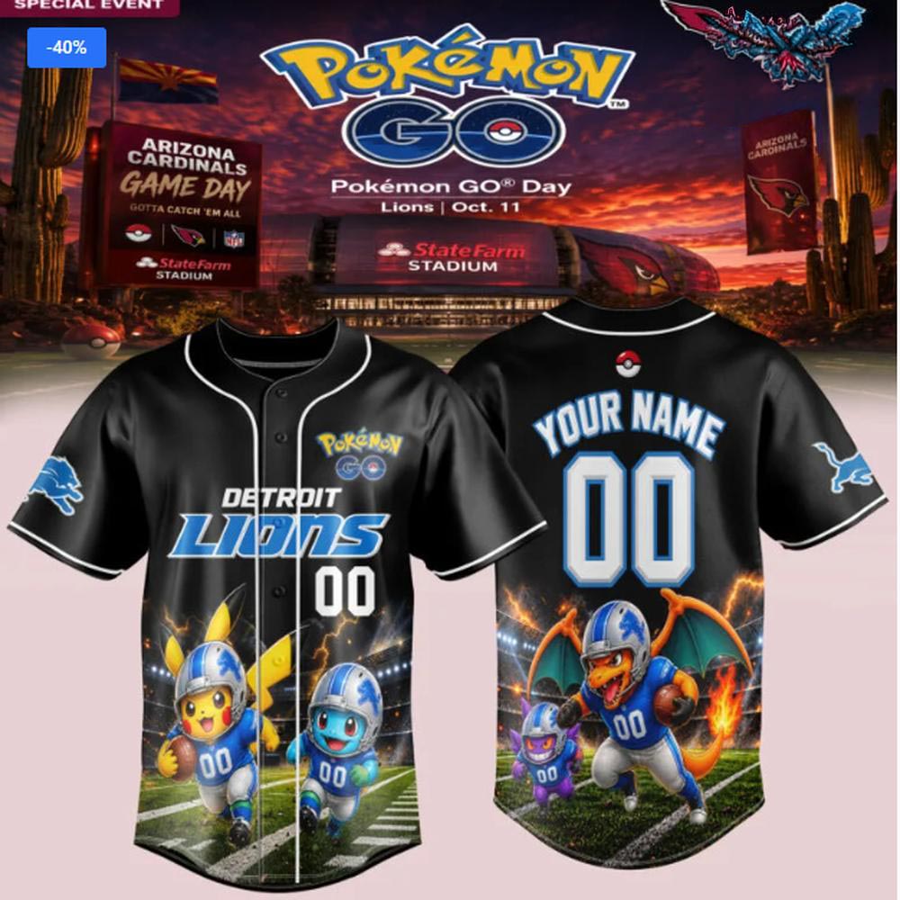 Pokemon GO Day Arizona Cardinals vs Detroit Lions Baseball Jersey Football Fan Apparel 1 - Unicasport Pokemon GO Day Arizona Cardinals vs Detroit Lions Baseball Jersey Football Fan Apparel