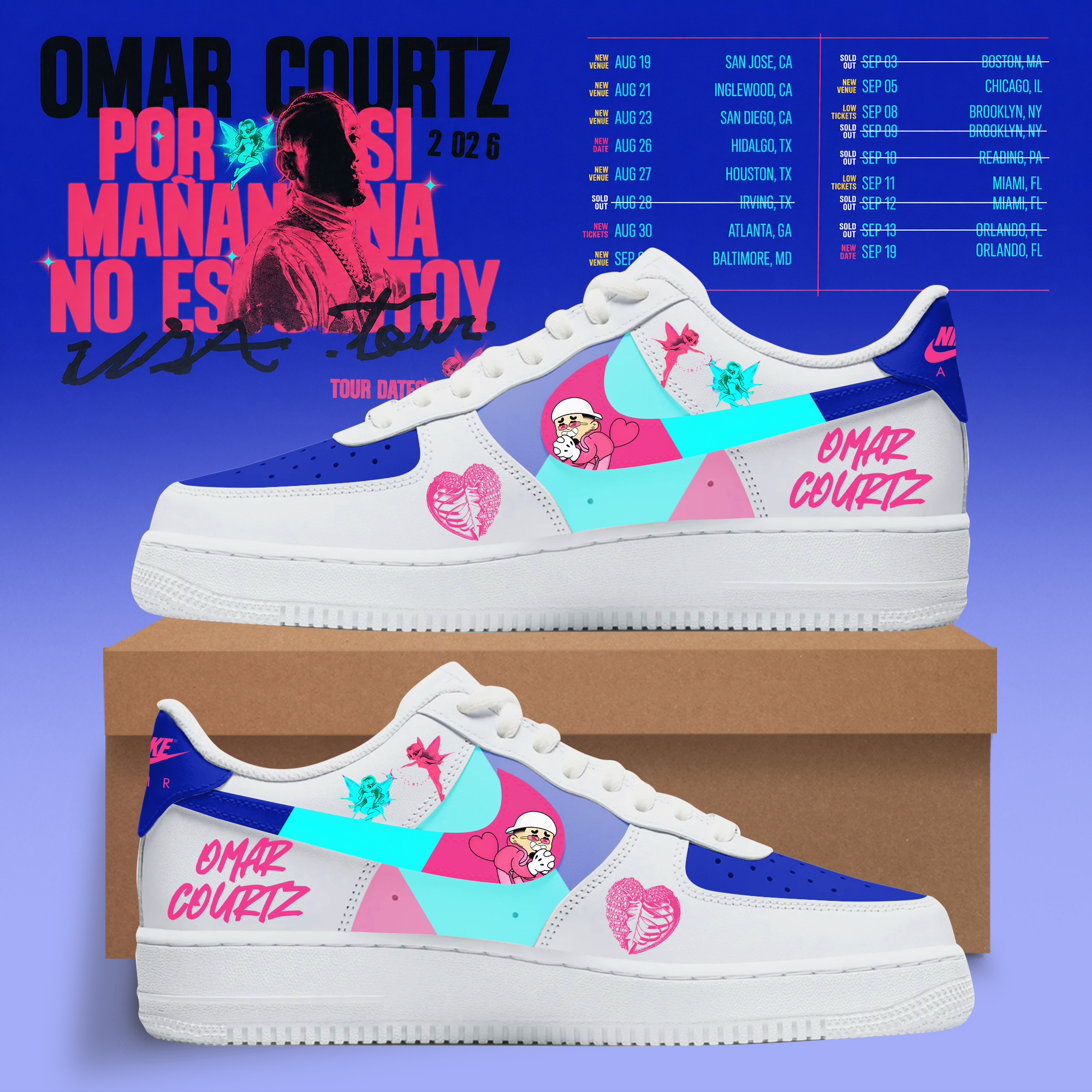 Por Si Mañana No Estoy Tour Retro Edition Premium Custom Sneakers