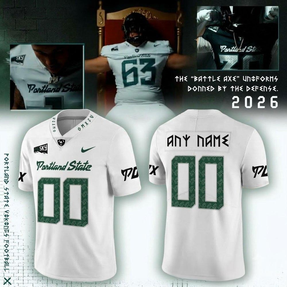 Portland State Vikings 2026 Battle Axe Custom Football Jersey Personalized Fan Edition 2 - Unicasport Portland State Vikings 2026 Battle Axe Custom Football Jersey Personalized Fan Edition
