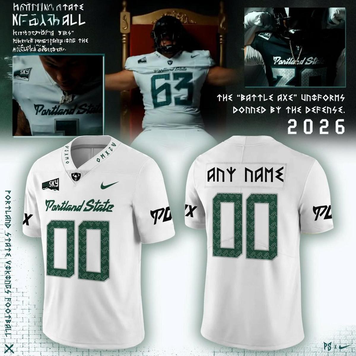 Portland State Vikings 2026 Battle Axe Personalized Football Jersey College Football Fan Apparel 1 - Unicasport Portland State Vikings 2026 Battle Axe Personalized Football Jersey College Football Fan Apparel