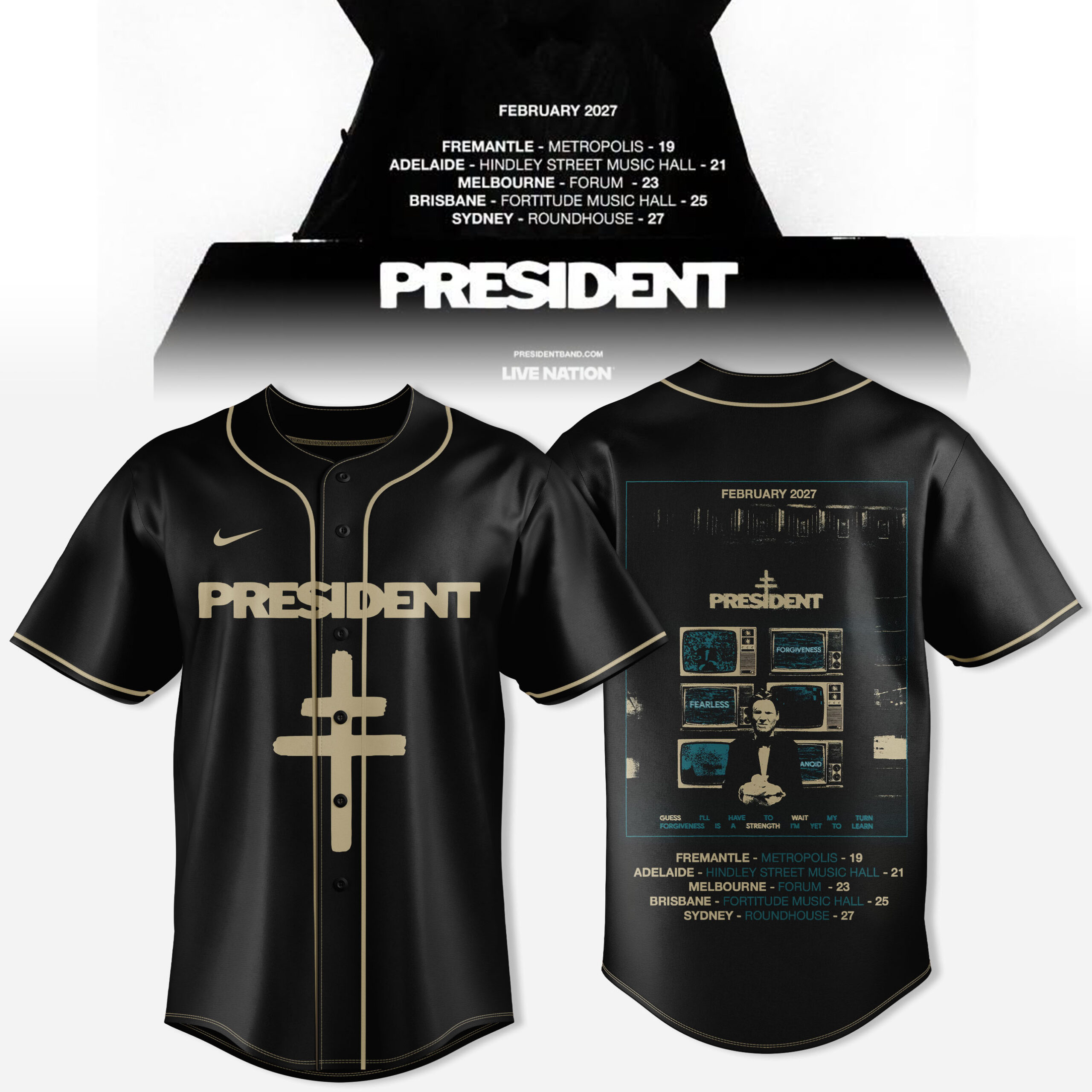 President Australian Campaign 2027 Jersey Live Tour Music Fan Apparel 2 - Unicasport President Australian Campaign 2027 Jersey Live Tour Music Fan Apparel