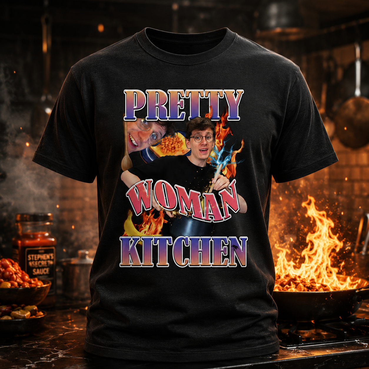 Pretty Woman Kitchen Funny Cooking Graphic T Shirt Chef Humor Gift for Home Cook Food Lover