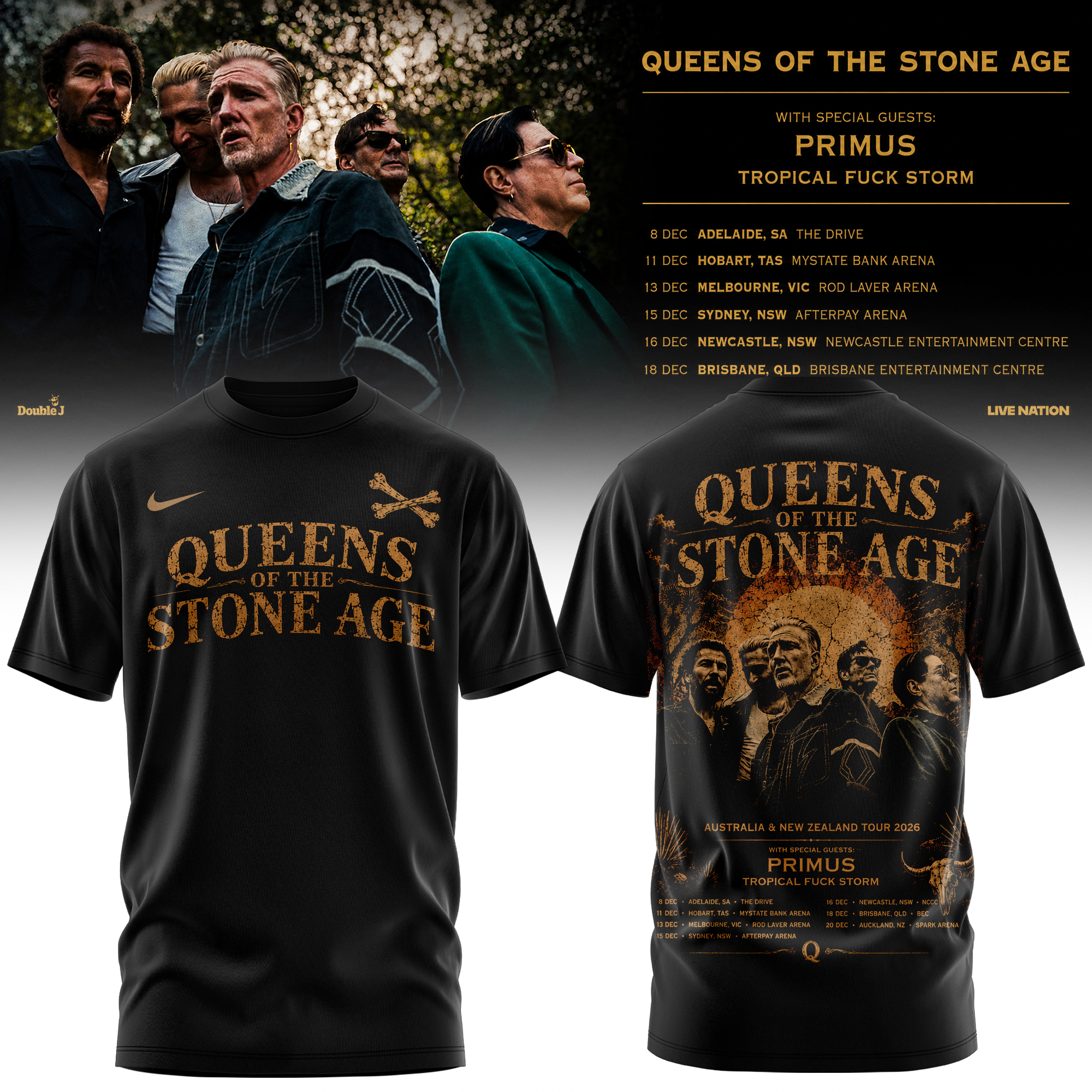 QOTSA Desert Nights 26 Retro Concert Graphic Tee