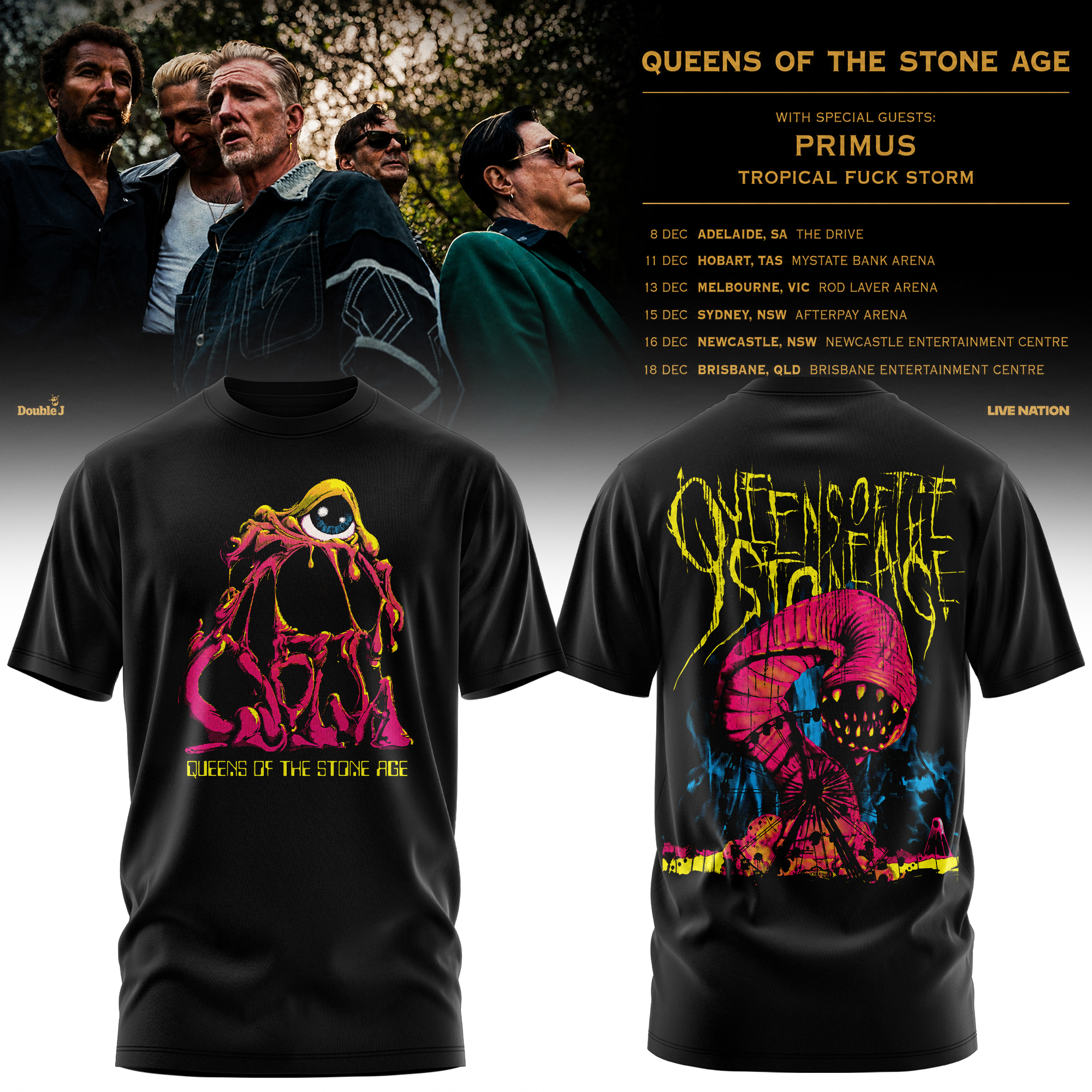 Queens Of The Stone Age 26 Tour Signature Music Fan T Shirt