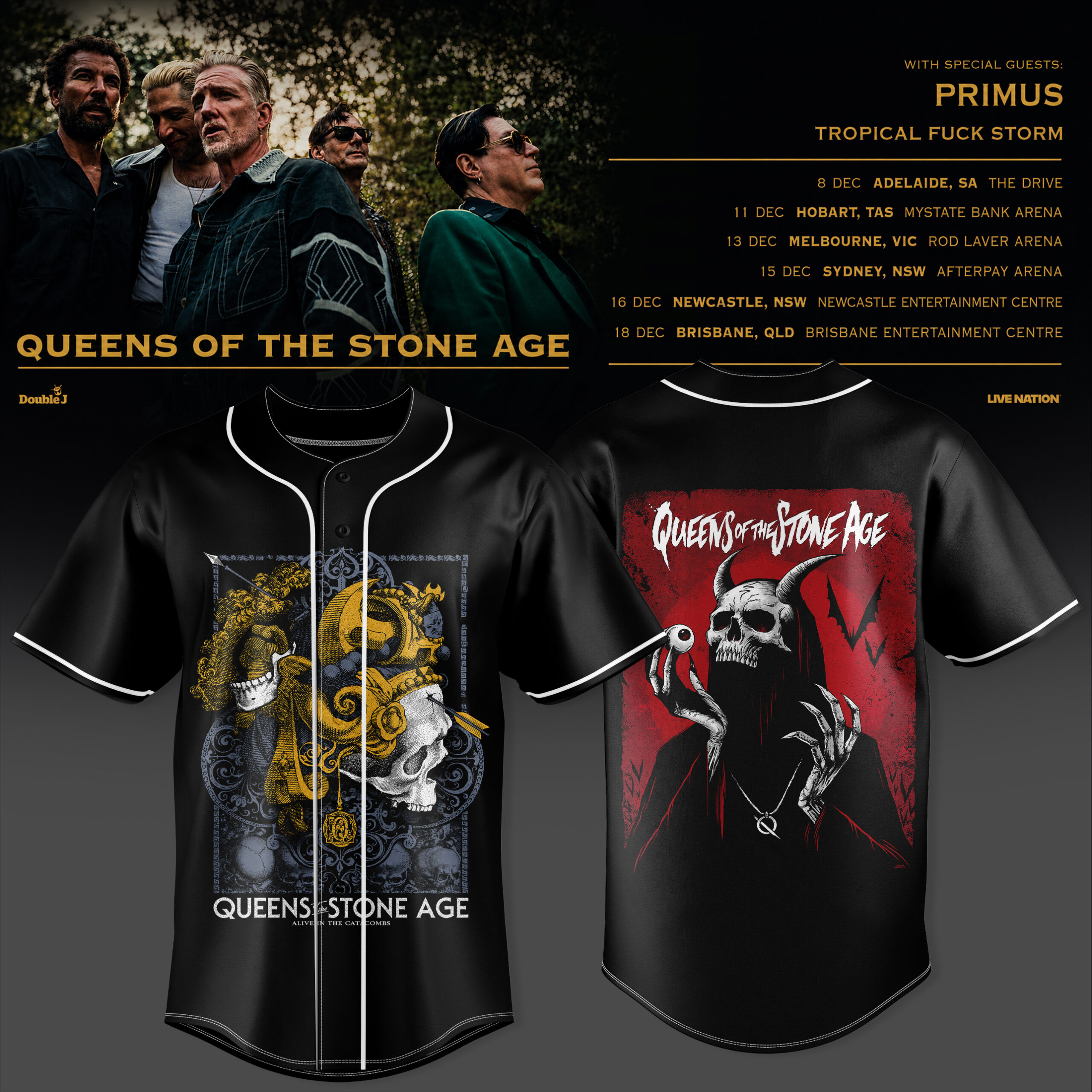 Queens Of The Stone Age Australia Tour 2026 Collection Collector Baseball Jersey