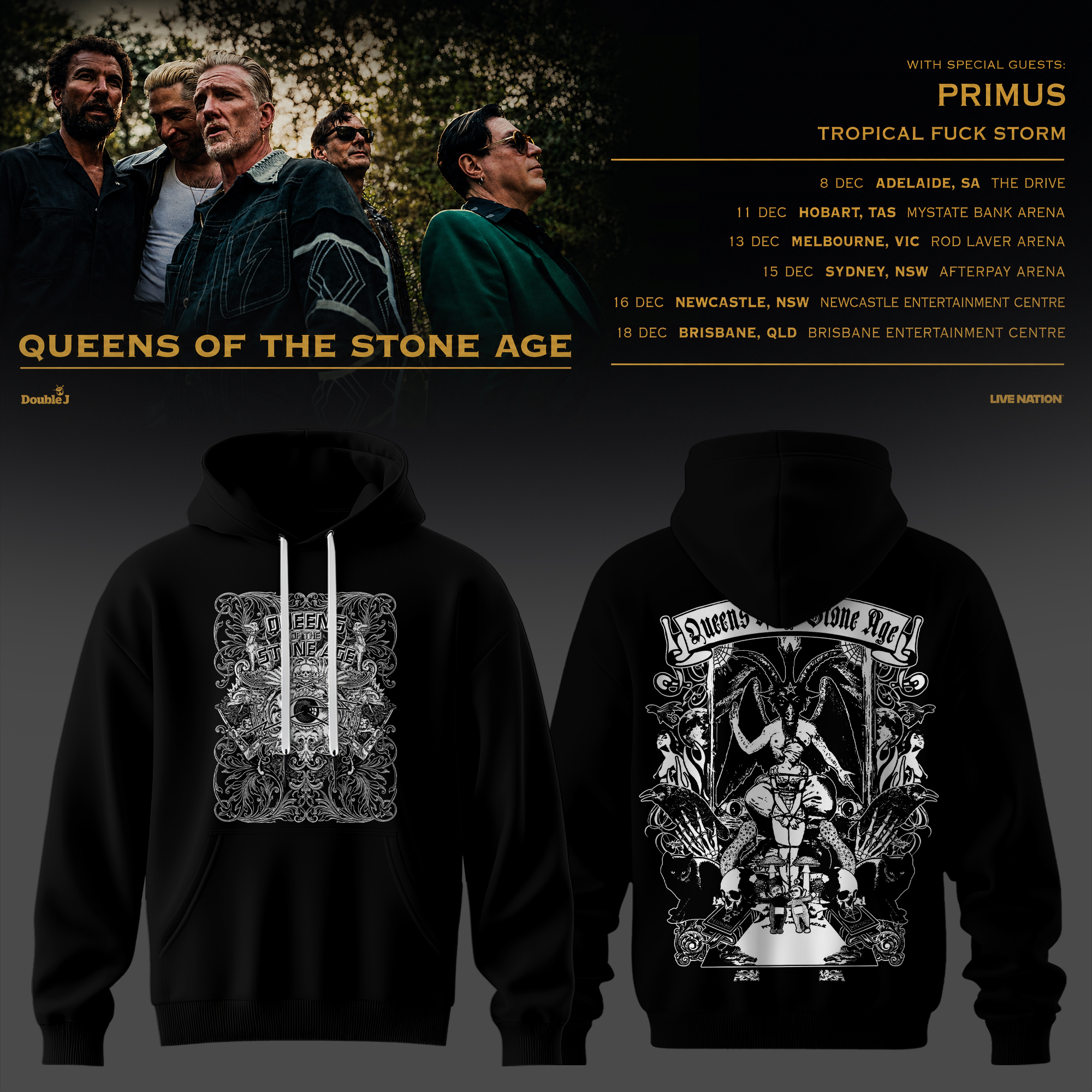 Queens Of The Stone Age Australia Tour 2026 Collection Limited Edition Hoodie