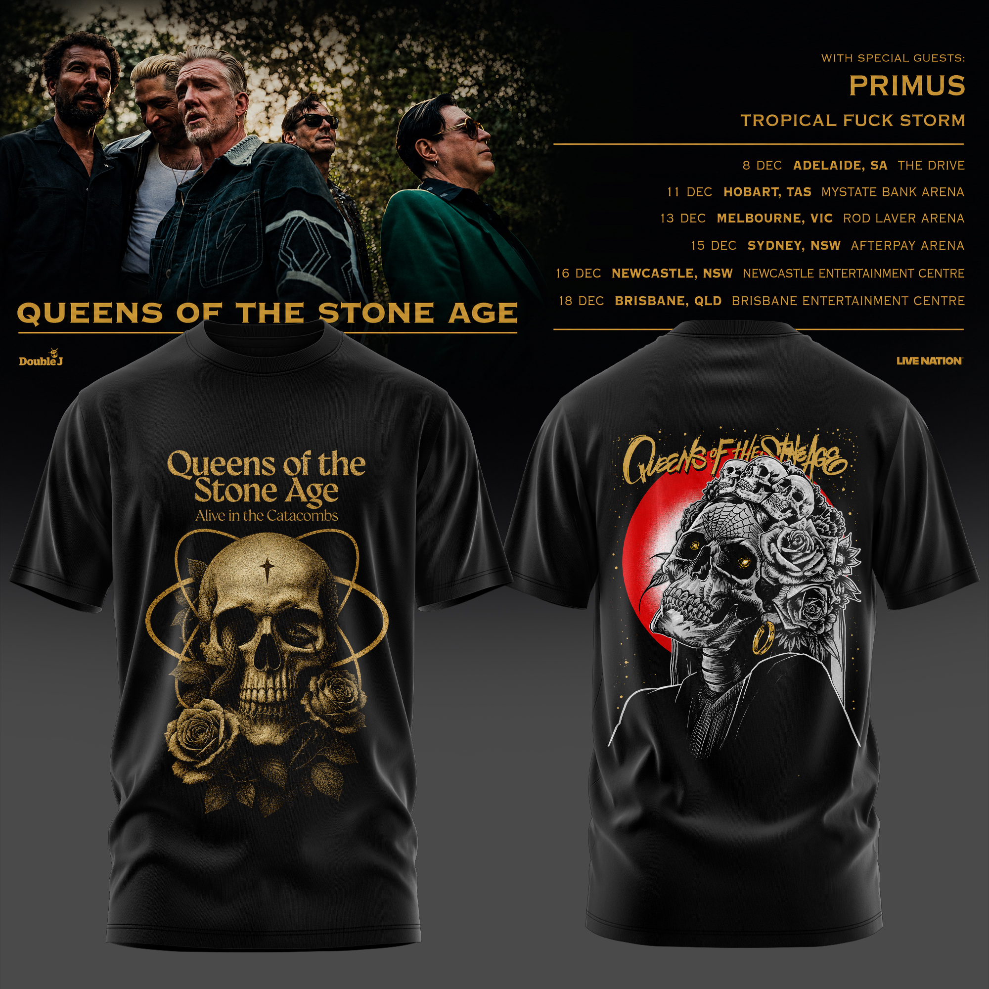 Queens Of The Stone Age Australia Tour 2026 Collection Premium Concert Graphic Tee