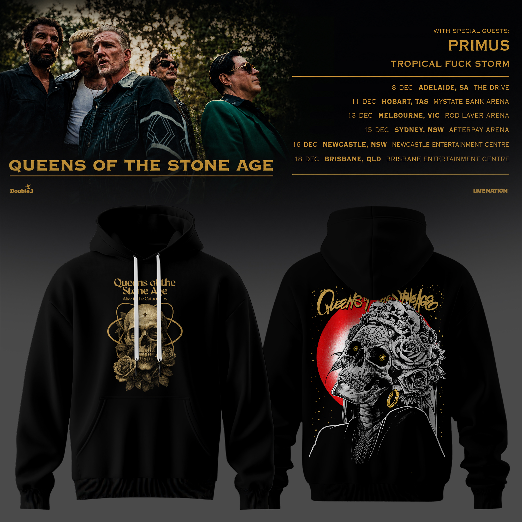 Queens Of The Stone Age Australia Tour 2026 Collection Premium Concert Hoodie