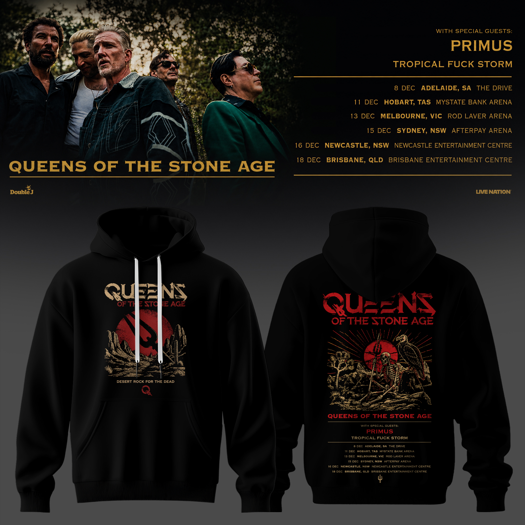 Queens Of The Stone Age Australia Tour 2026 Collection Signature Fan Hoodie