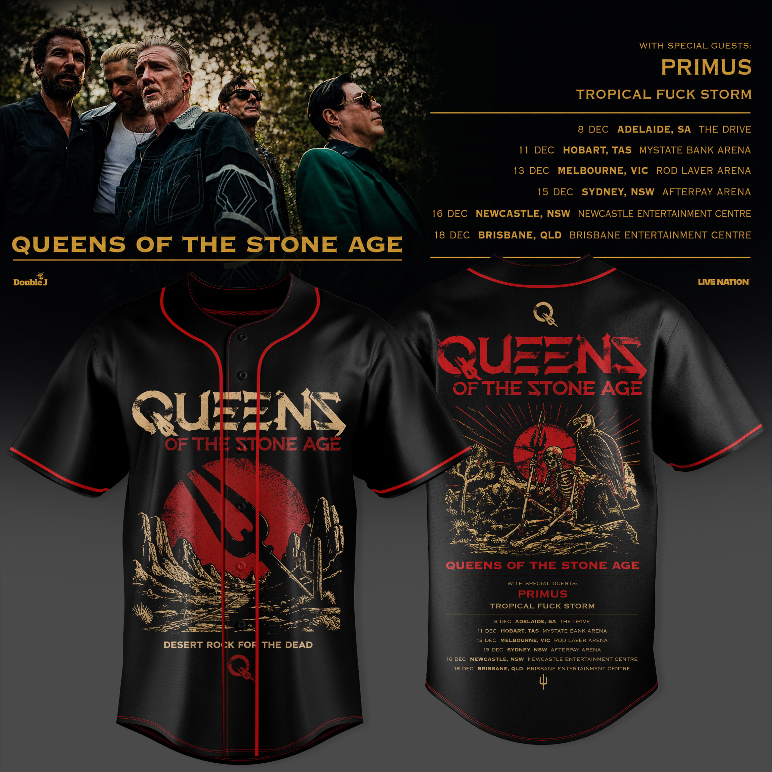 Queens Of The Stone Age Australia Tour 2026 Collection Signature Fan Jersey