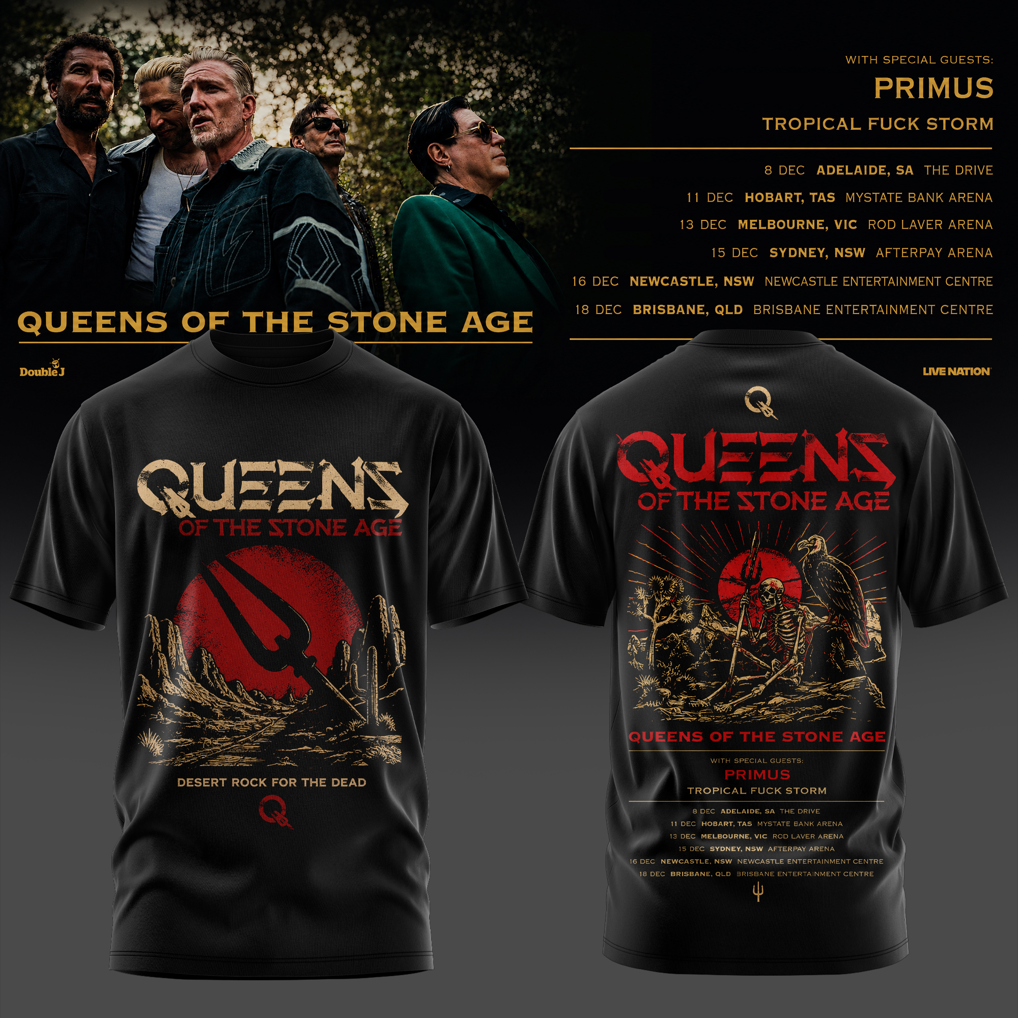 Queens Of The Stone Age Australia Tour 2026 Collection Signature Music Fan Tee