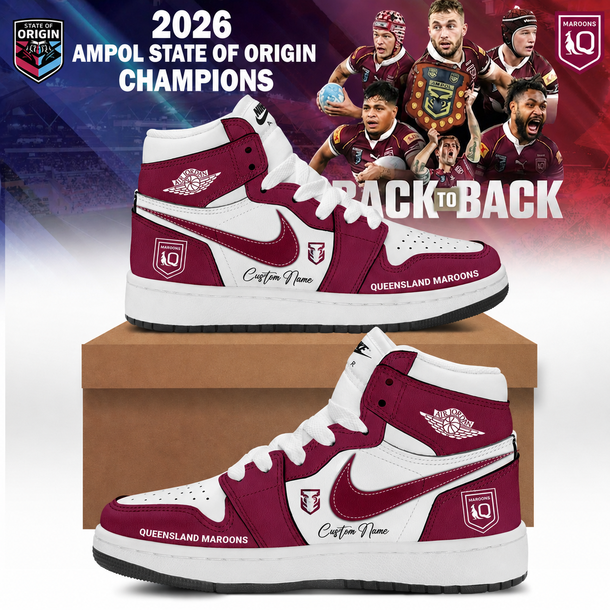 Queensland Maroons Champions 2026 Collector Signature Sneakers