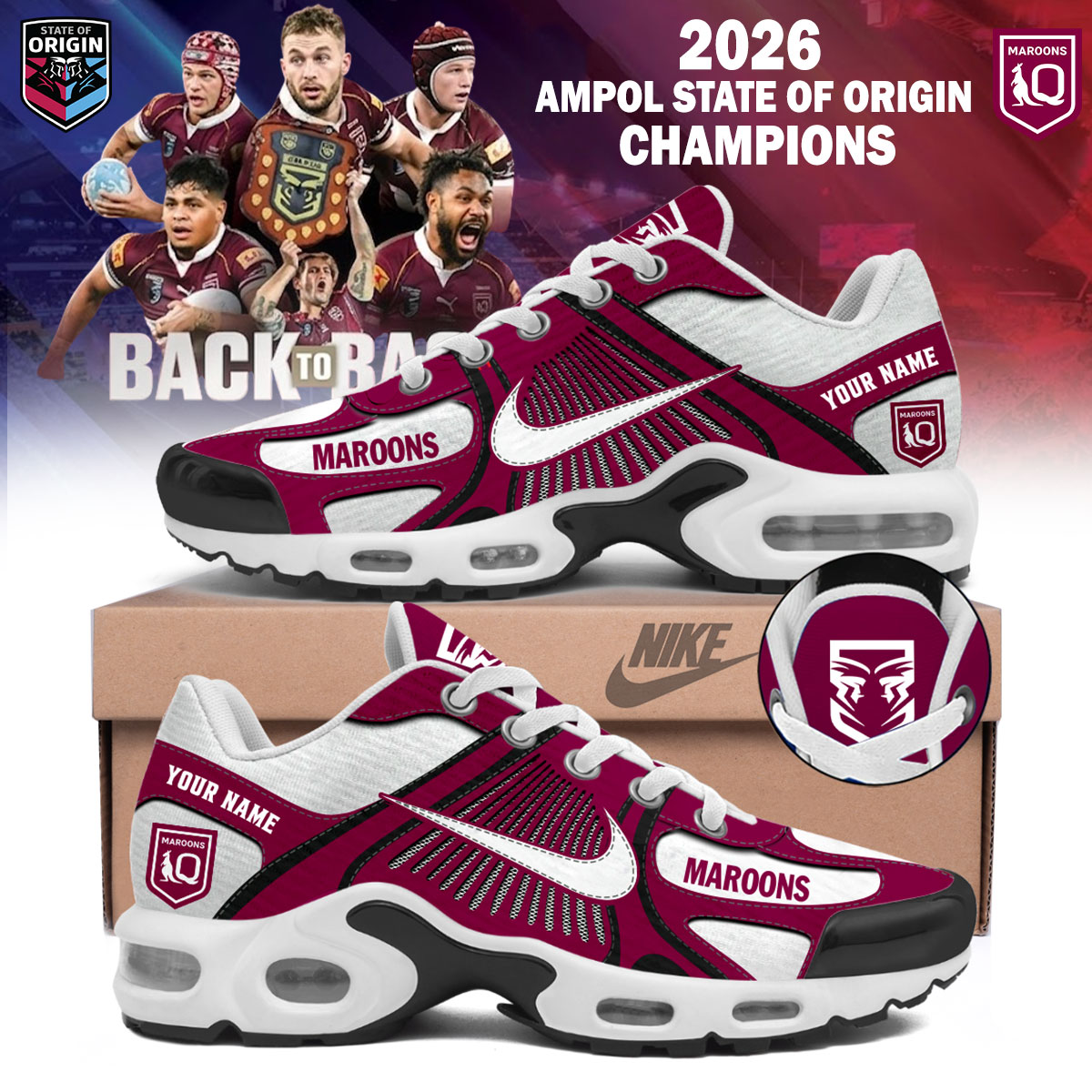Queensland Maroons Limited Edition Fan Sneakers Collection Gifts For Fans