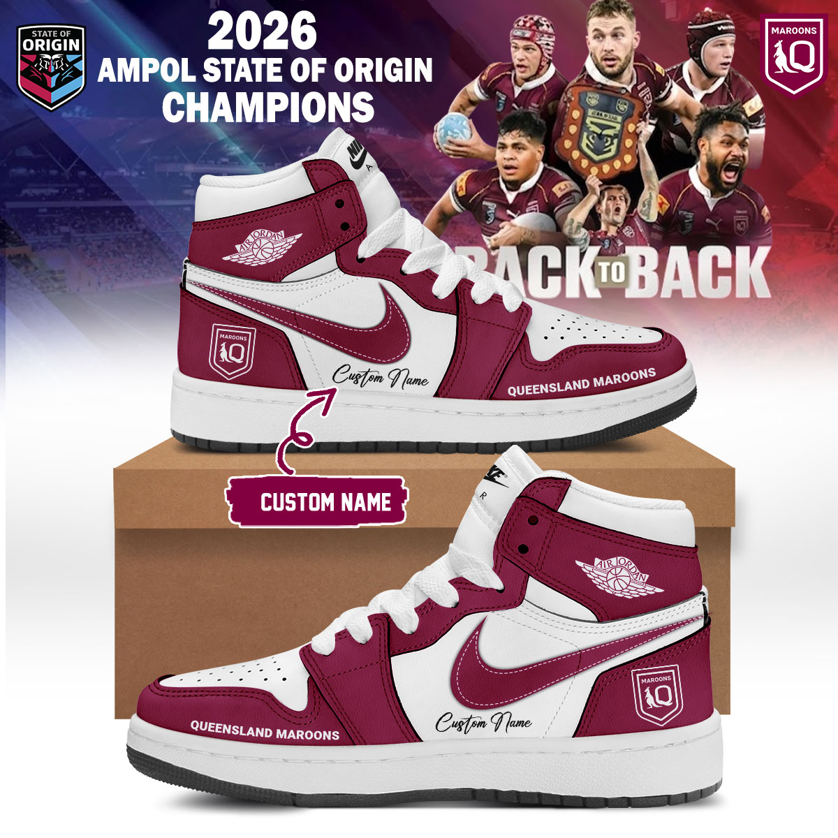 Queensland Maroons Official Team Sneakers Collection Gifts For Fans