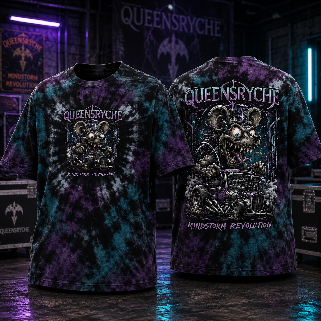QueensrÃ¿che Mindstorm Revolution Tie Dye T Shirt Progressive Heavy Metal Band Graphic Fan Gift