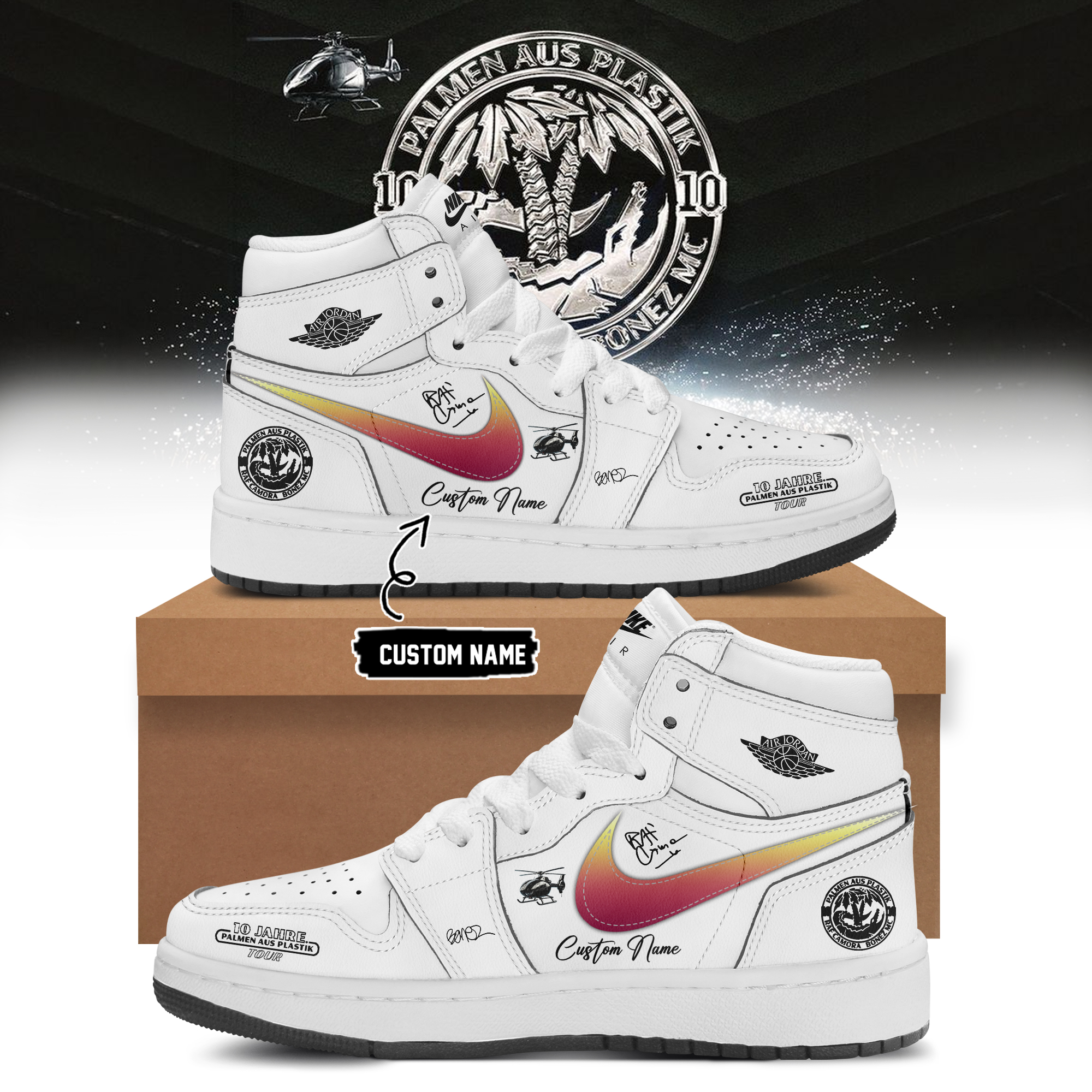 RAF Camora & Bonez MC 10 Jahre Palmen Aus Plastik Tour Exclusive High Top Sneakers