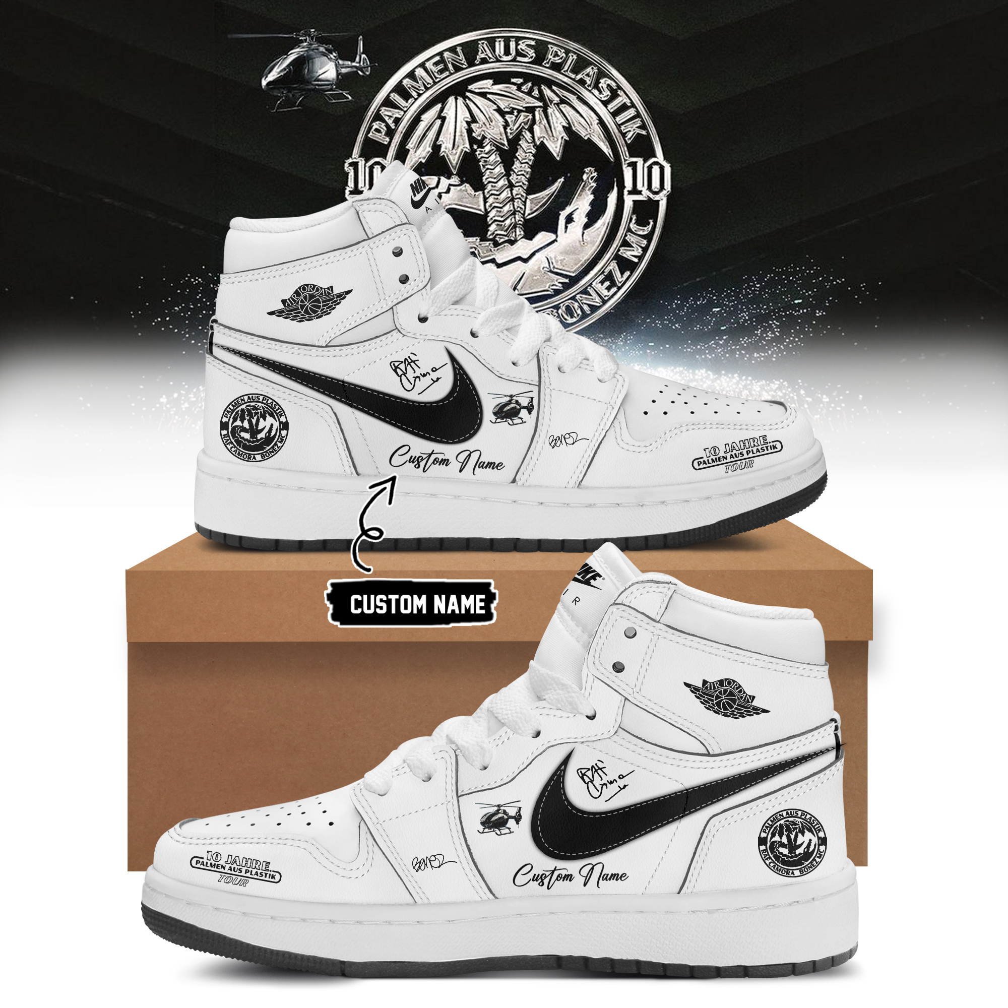 RAF Camora & Bonez MC 10 Jahre Palmen Aus Plastik Tour Limited Edition Signature Casual Shoes