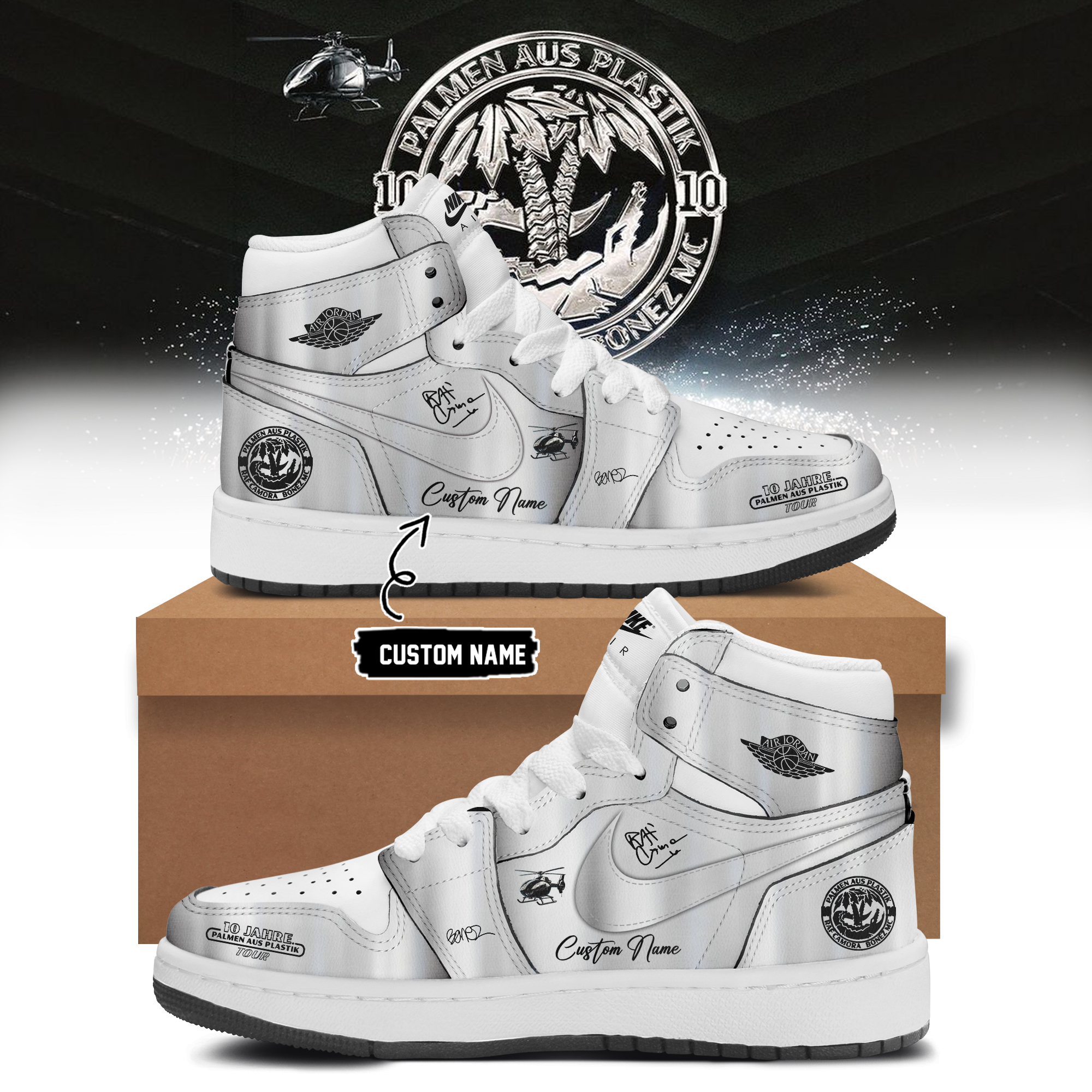 RAF Camora & Bonez MC 10 Jahre Palmen Aus Plastik Tour Limited Edition Signature High Top Sneakers