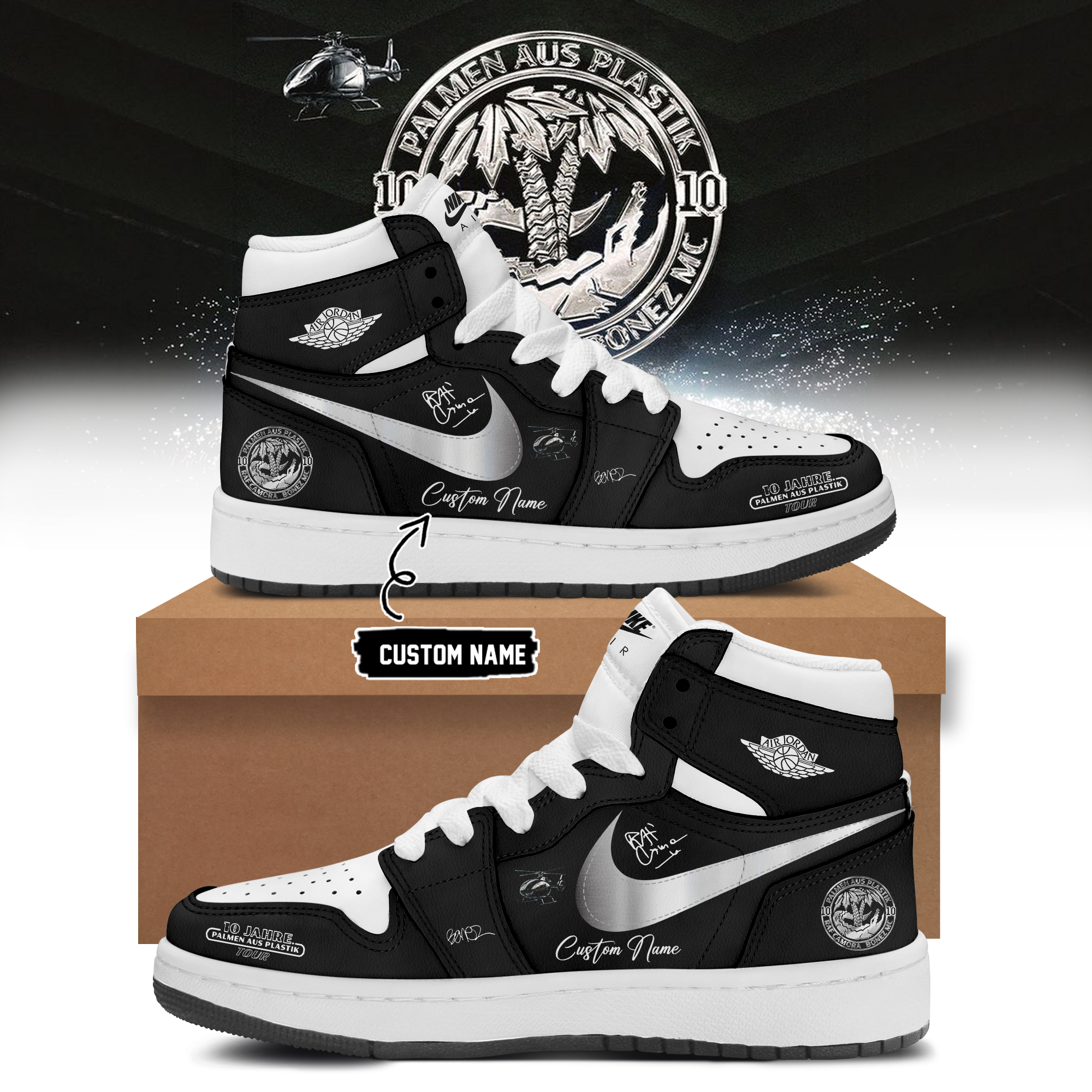 RAF Camora & Bonez MC 10 Jahre Palmen Aus Plastik Tour Signature Fan Casual Shoes
