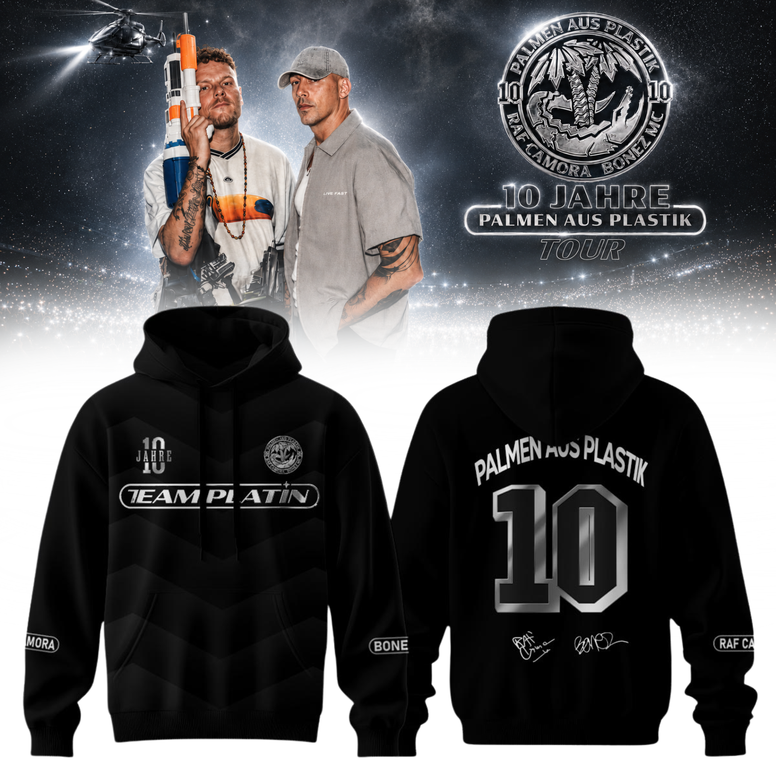 RAF Camora and Bonez MC 10 Jahre Palmen Aus Plastik Tour Collector Edition Fan Hoodie