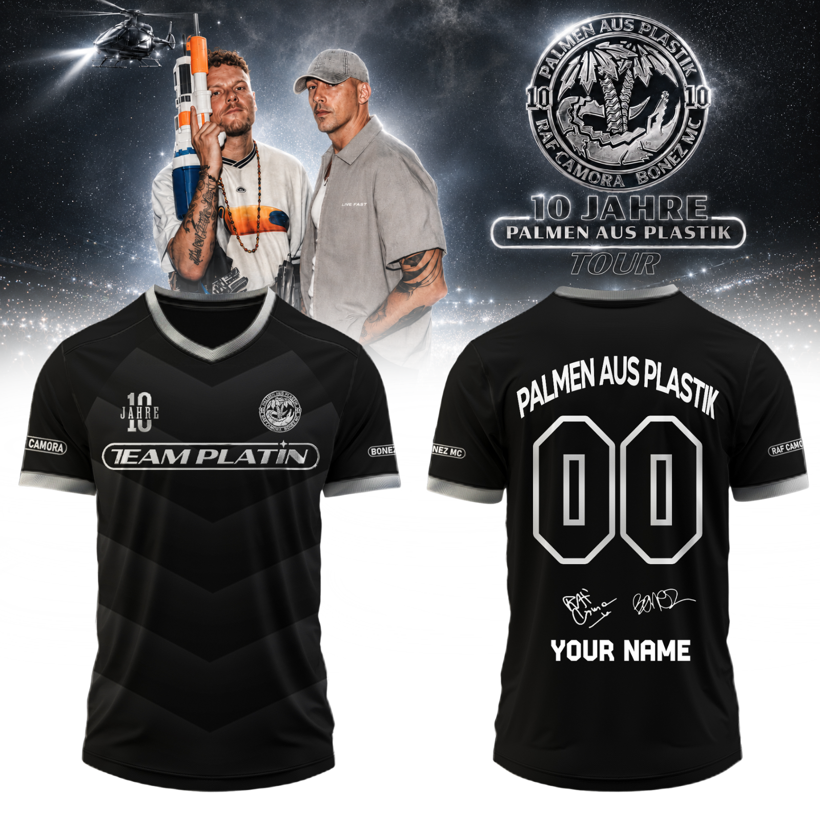 RAF Camora and Bonez MC 10 Jahre Palmen Aus Plastik Tour Custom Name Limited Edition Signature Baseball Jersey