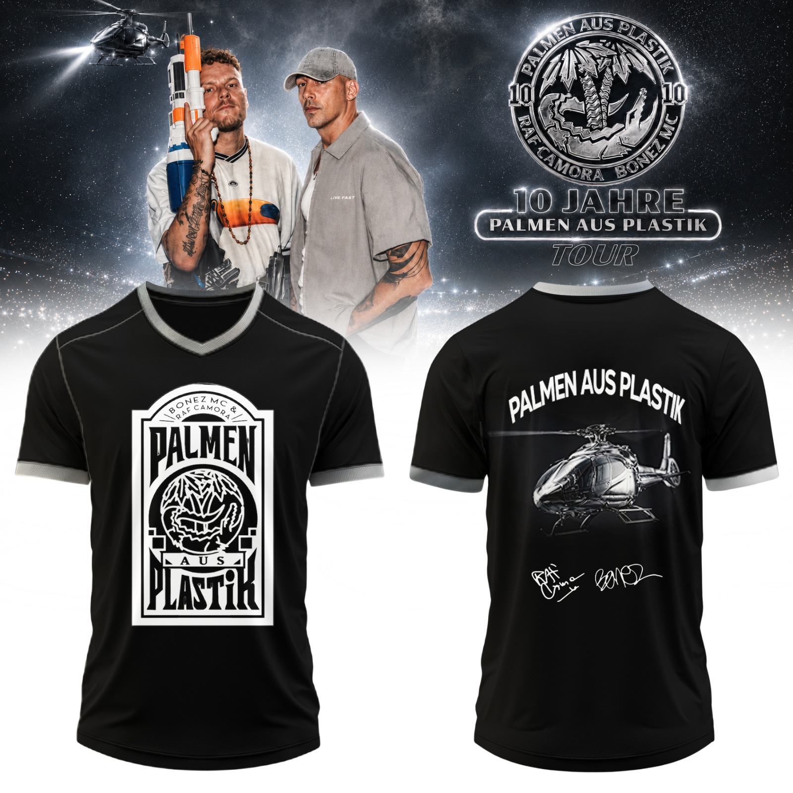 RAF Camora and Bonez MC 10 Jahre Palmen Aus Plastik Tour Limited Edition Signature Baseball Jersey