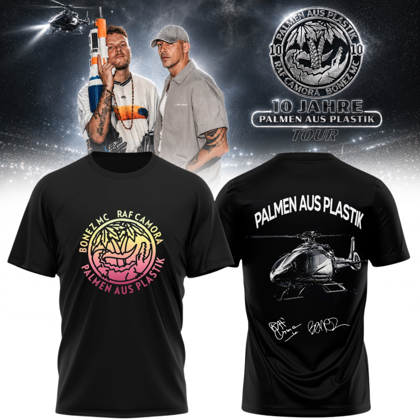 RAF Camora and Bonez MC 10 Jahre Palmen Aus Plastik Tour Premium Concert Graphic Tee