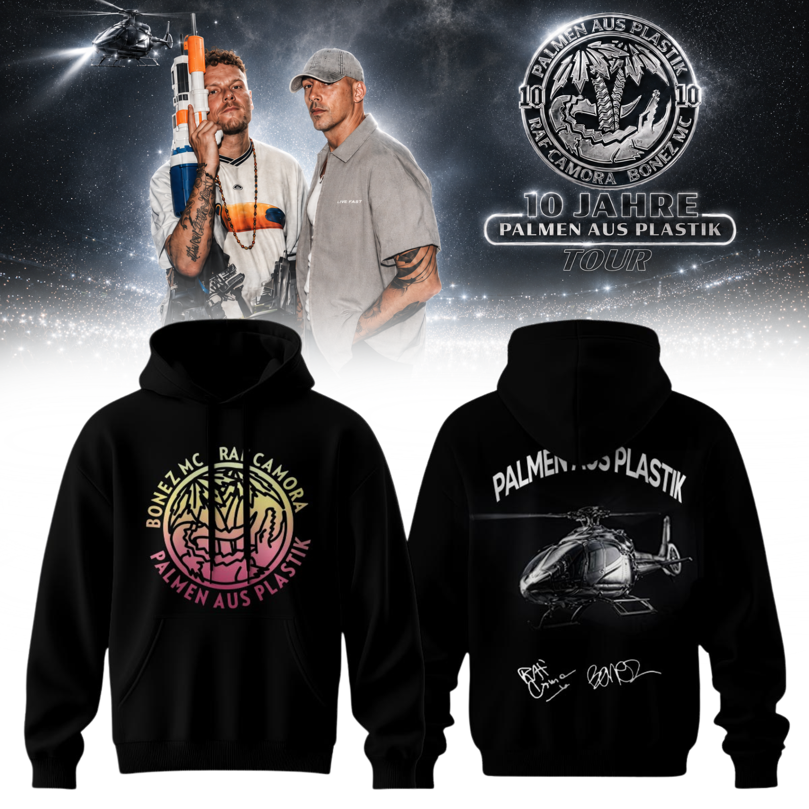 RAF Camora and Bonez MC 10 Jahre Palmen Aus Plastik Tour Premium Concert Hoodie