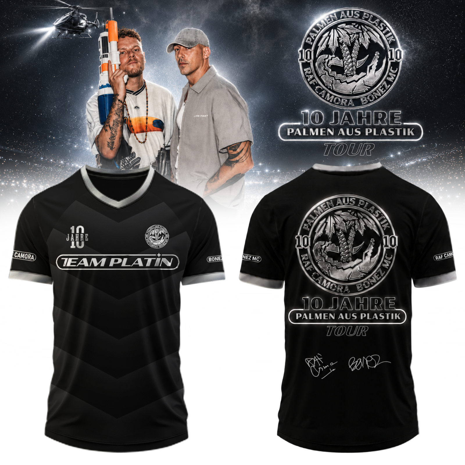 RAF Camora and Bonez MC 10 Jahre Palmen Aus Plastik Tour Premium Signature Baseball Jersey