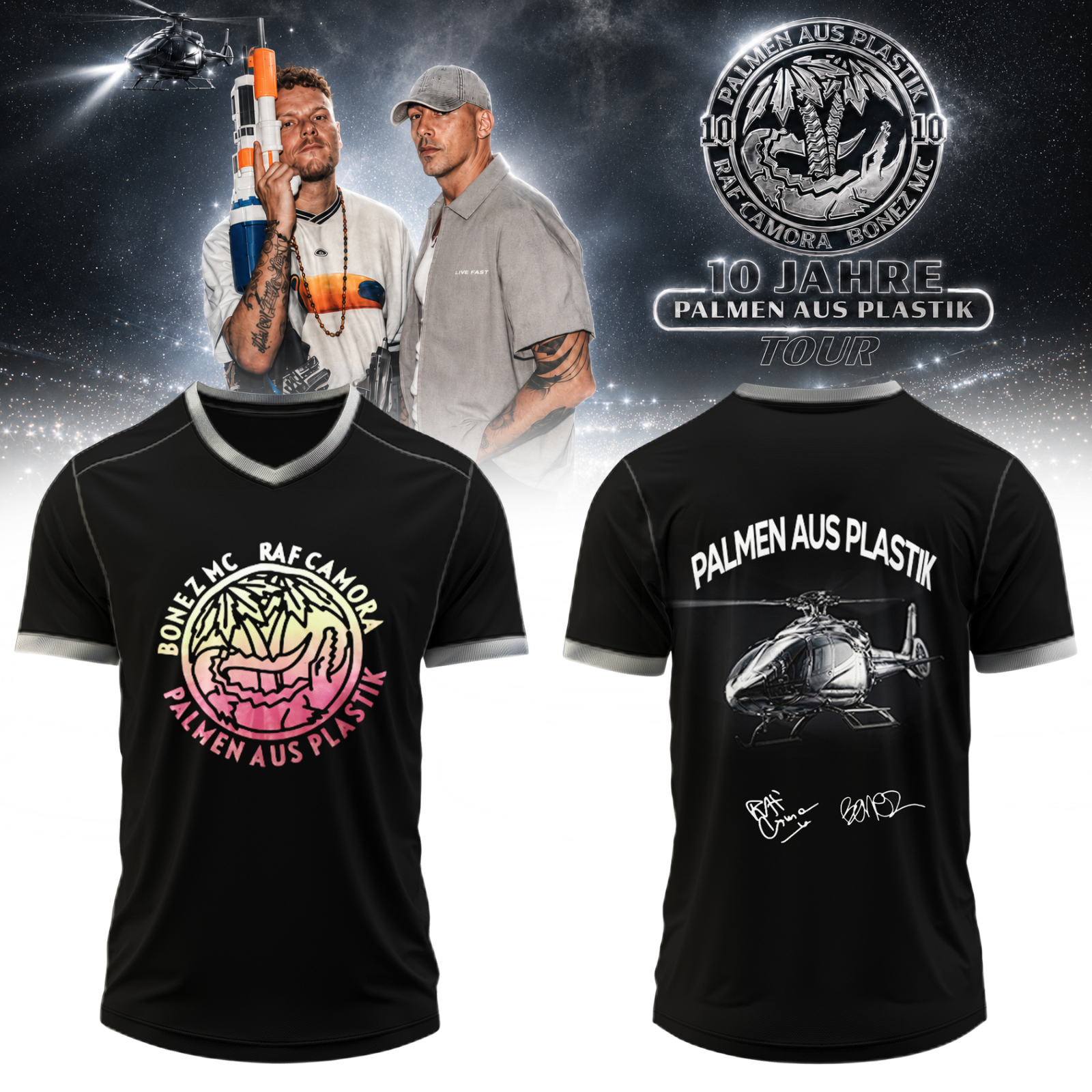 RAF Camora and Bonez MC 10 Jahre Palmen Aus Plastik Tour Signature Fan Baseball Jersey