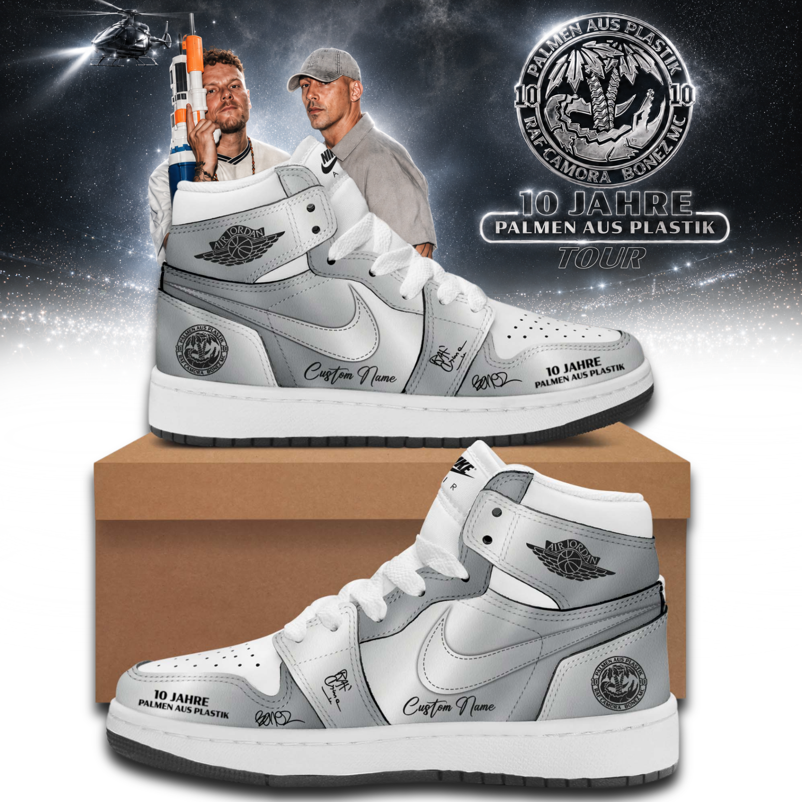 RAF Camora and Bonez MC 10 Jahre Palmen Aus Plastik Tour Signature Streetwear High Top Shoes