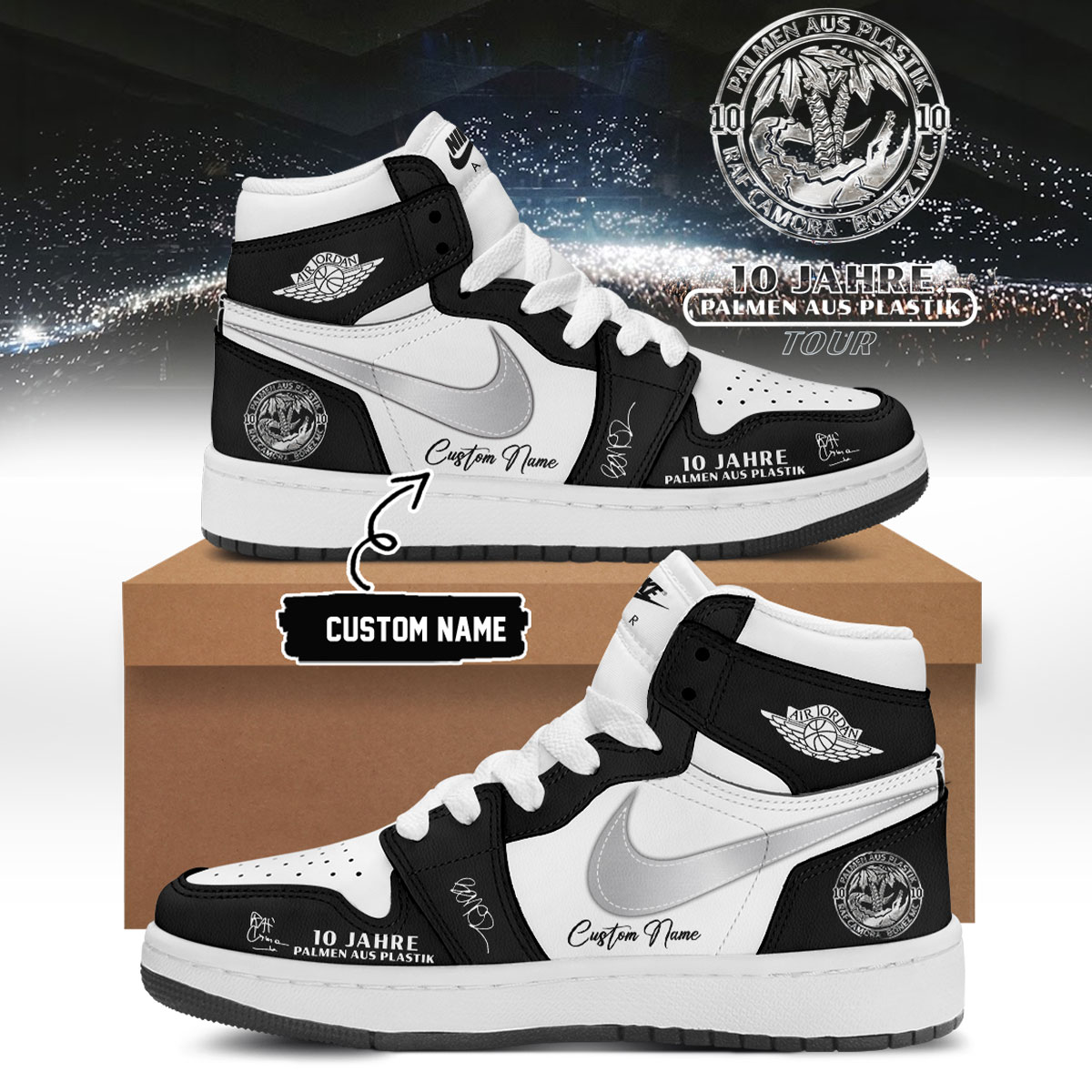 RAF Camora and Bonez MC 10 Jahre Palmen Aus Plastik Tour World Tour Custom High Top Sneakers