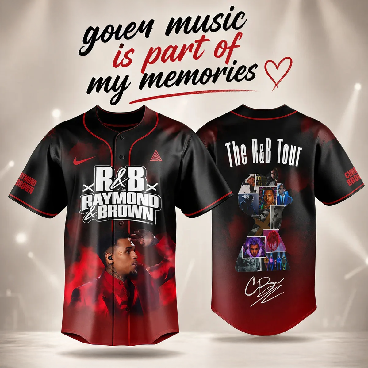 Raymond and Chris Brown The R And B Tour Authentic Baseball Jersey Collection