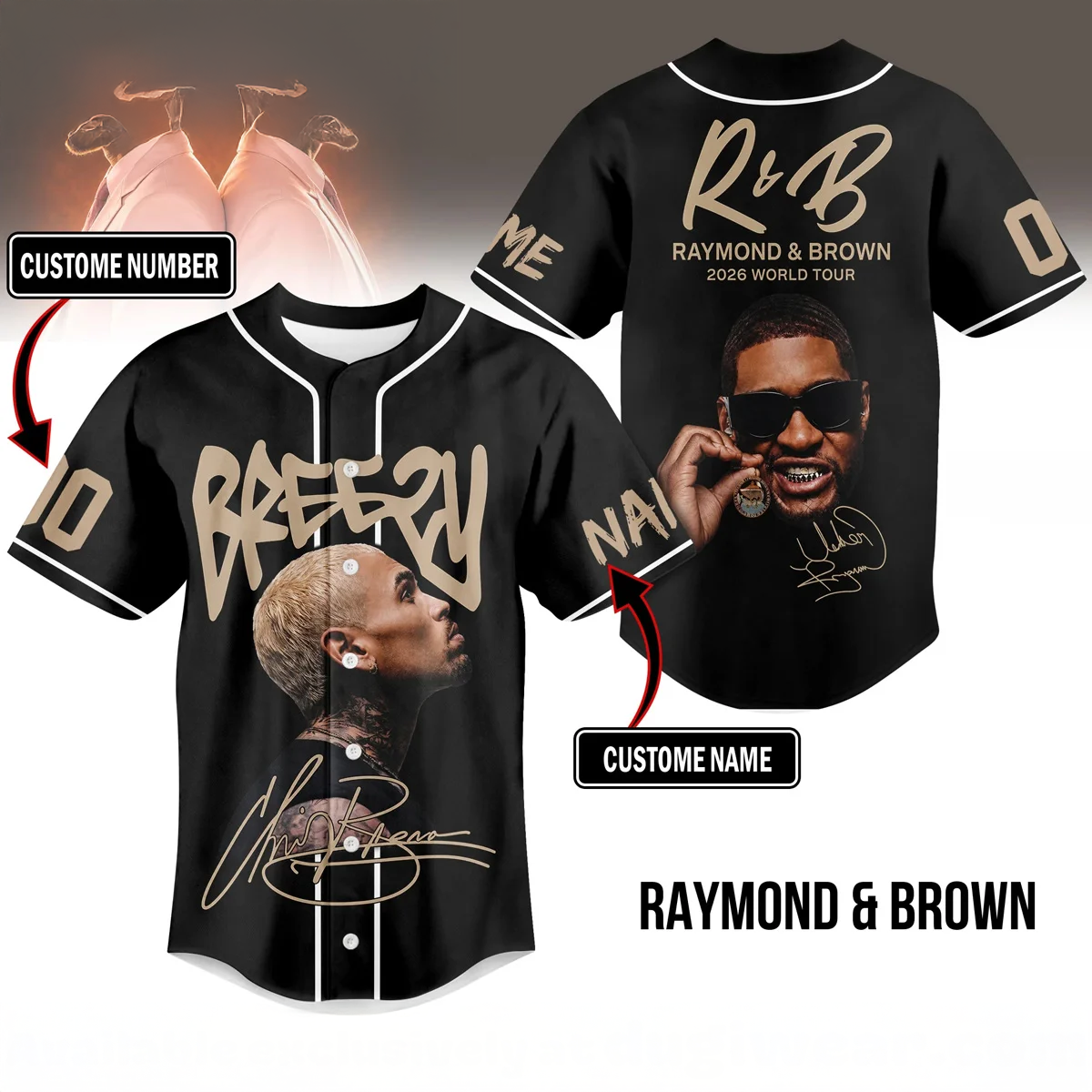 Raymond and Chris Brown The R And B Tour Grail Baseball Jersey Edition