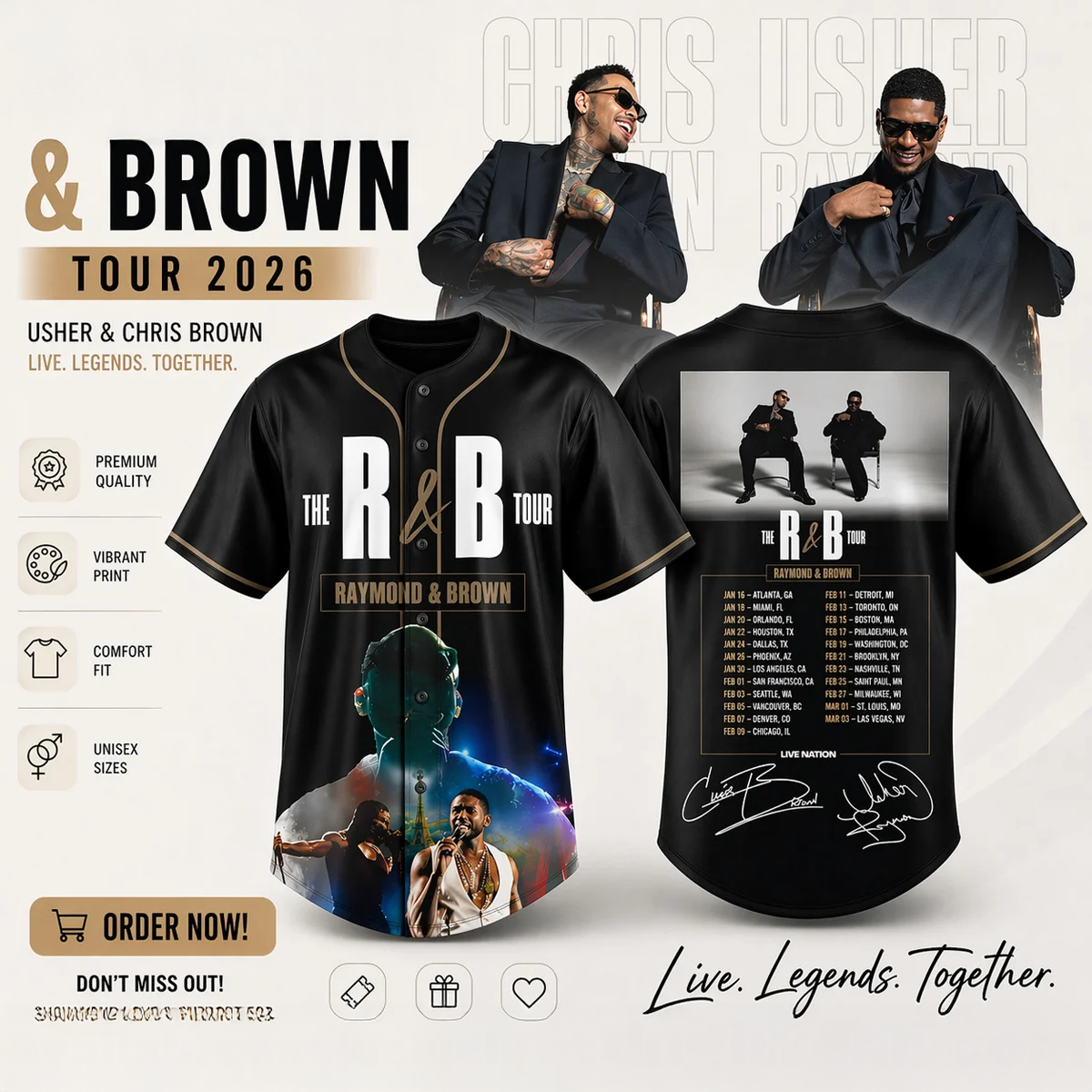 Raymond x Chris Brown The R And B Tour Timeless Baseball Jersey Edition