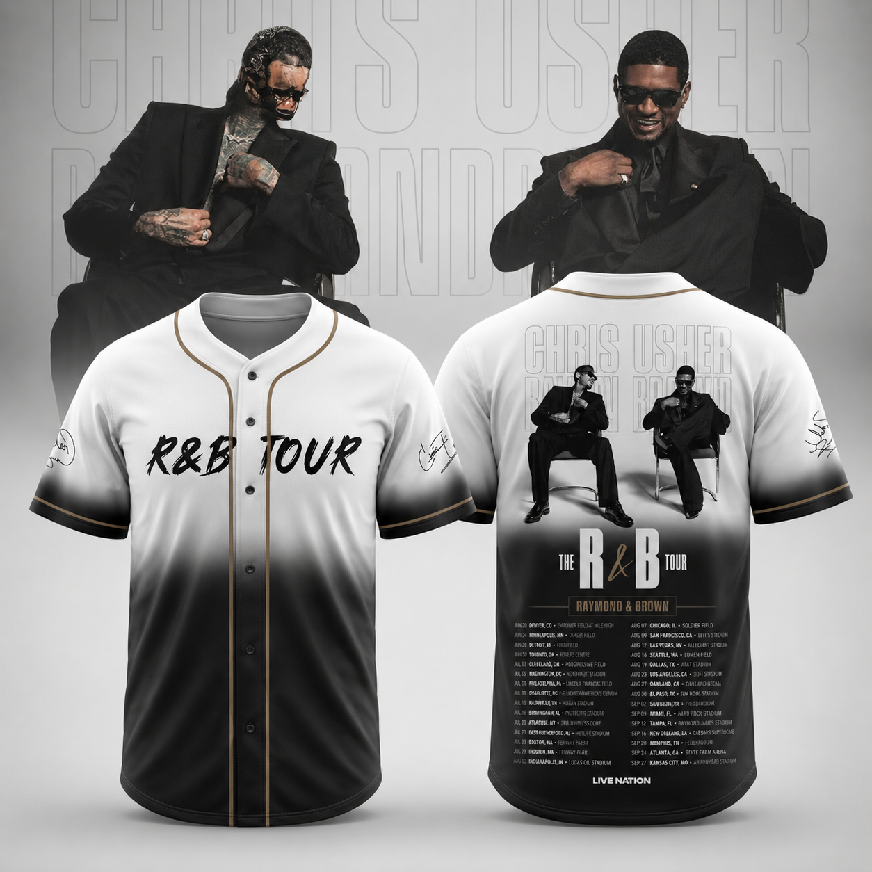 Raymond x Chris Brown The R And B Tour Vintage Baseball Jersey