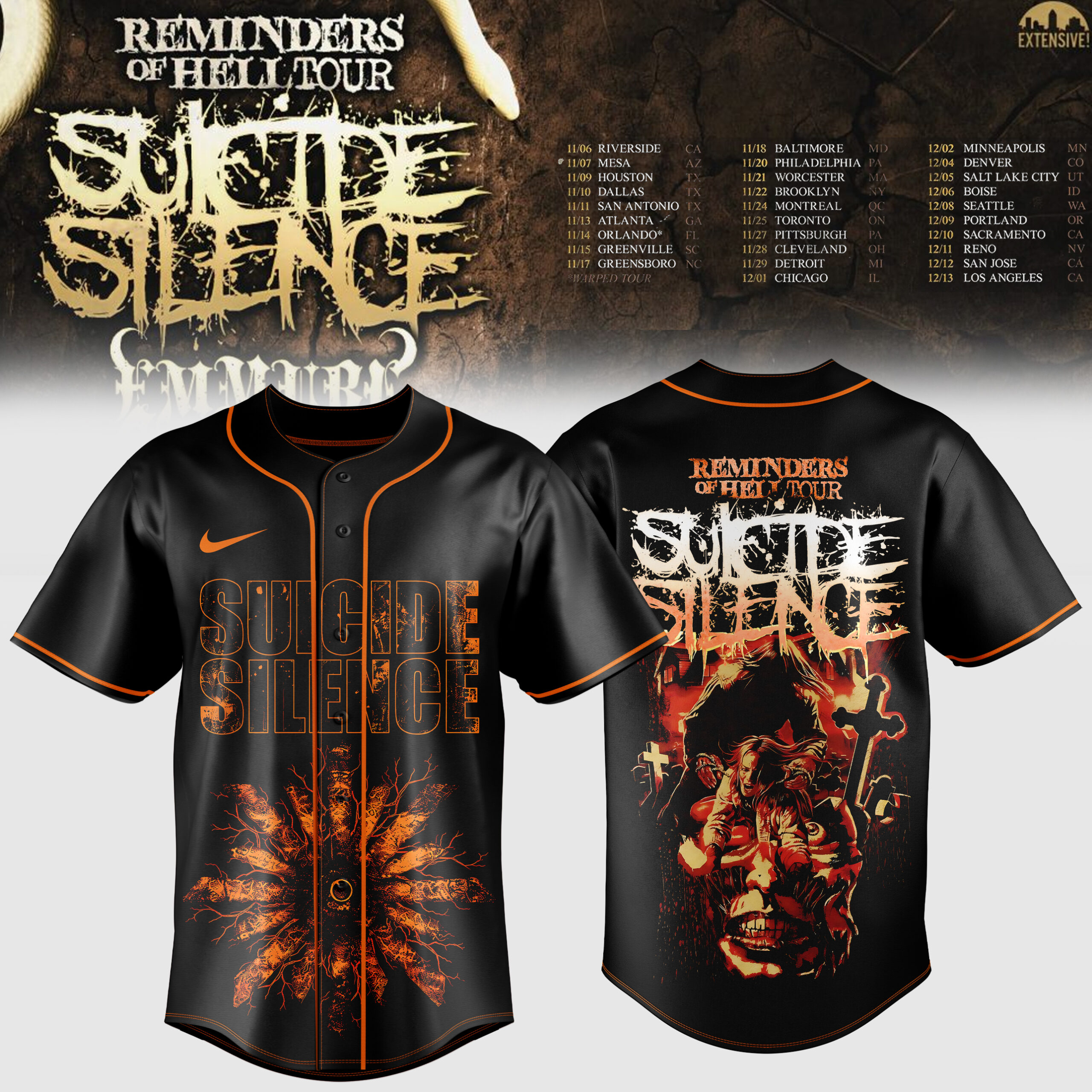Reminders Of Hell Tour 2026 Edition Baseball Jersey Classic Edition