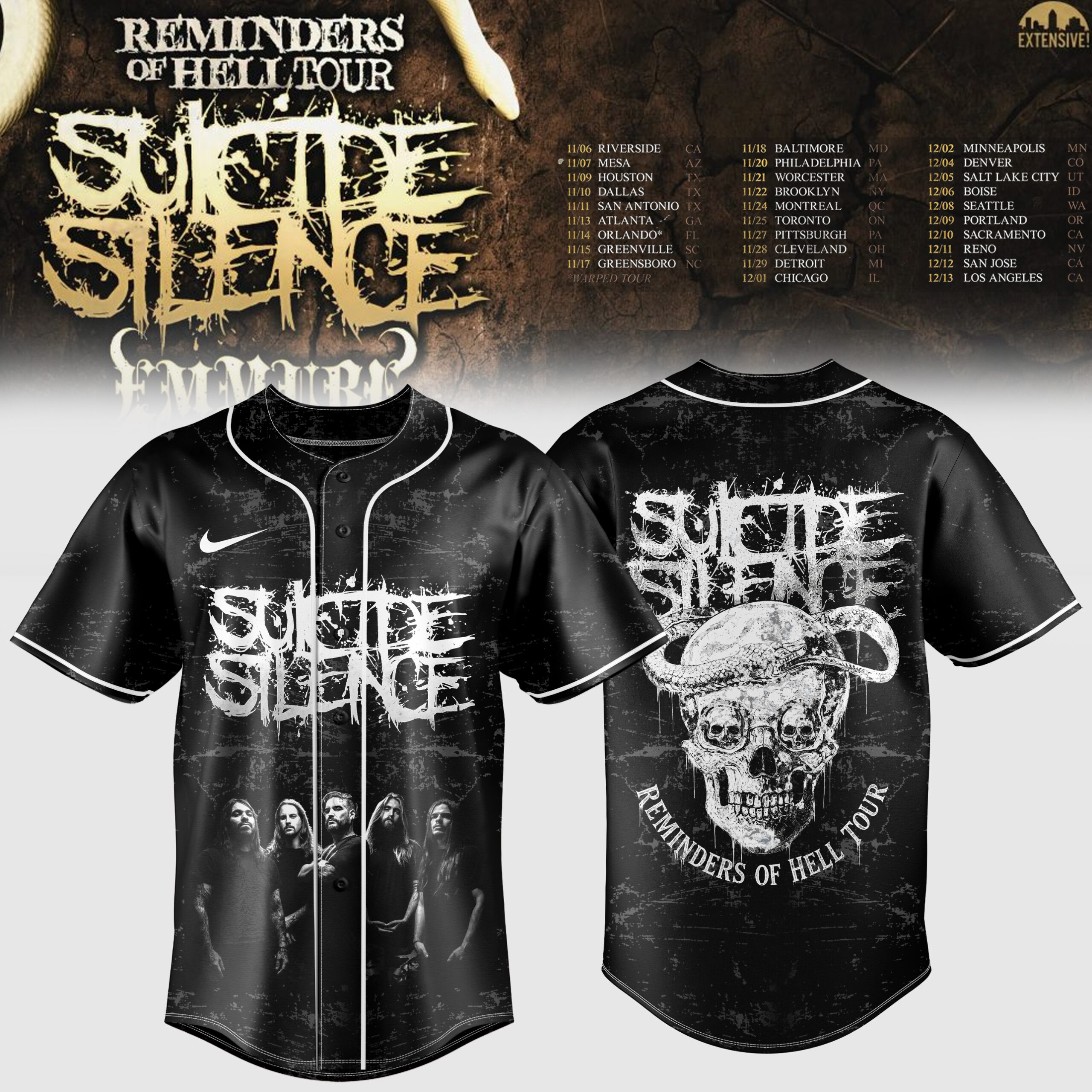 Reminders Of Hell Tour 2026 Edition Baseball Jersey Signature Edition