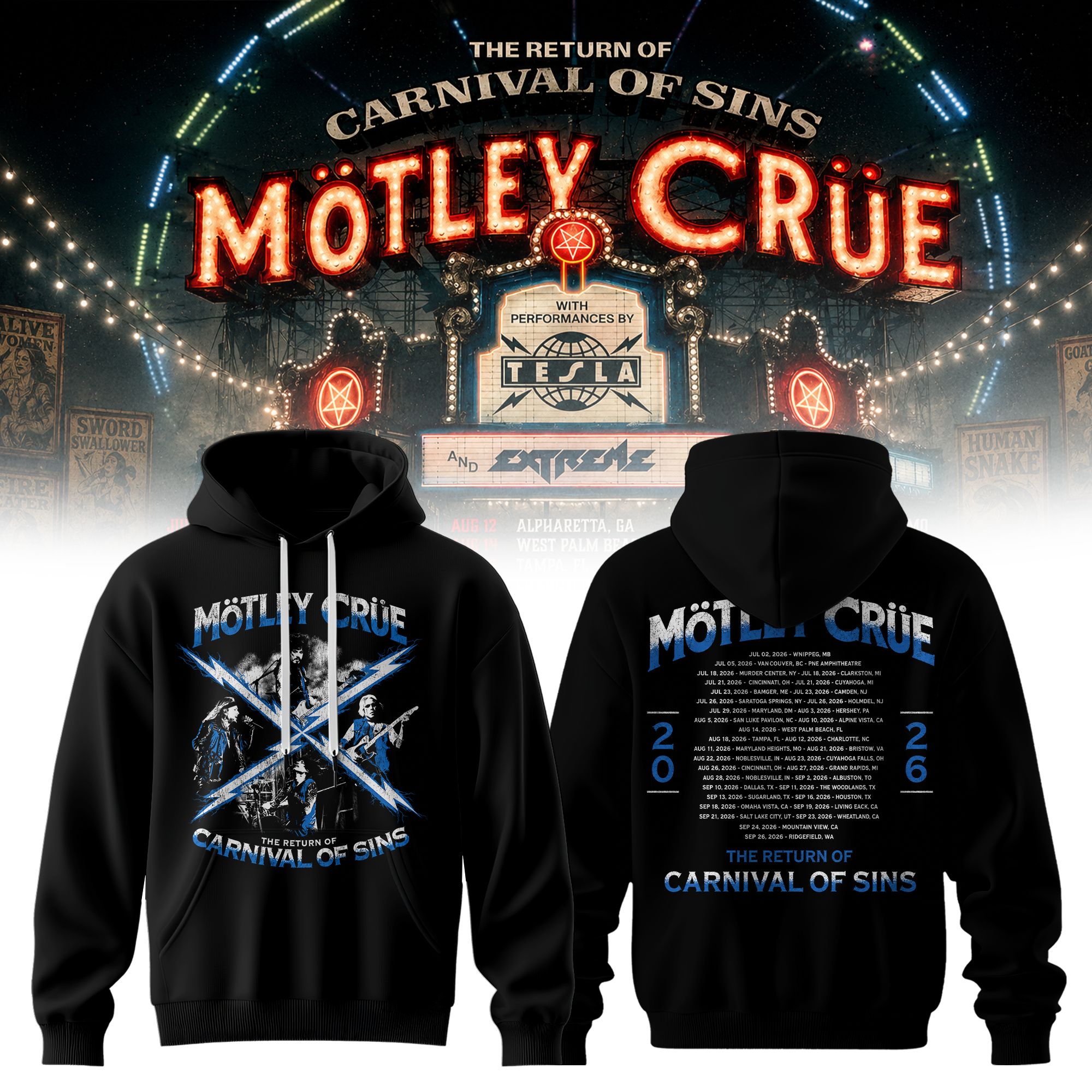 Return Of Carnival Of Sins Tour 2026 Premium 3D Pullover Hoodie Classic Edition