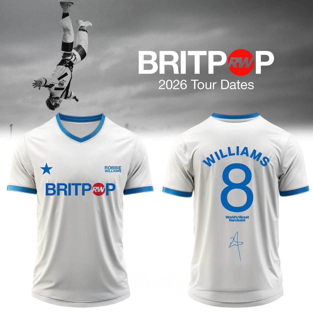 Robbie Williams BRITPOP World Tour 2026 Football Jersey Live Music Fan Collection 2 - Unicasport Robbie Williams BRITPOP World Tour 2026 Football Jersey Live Music Fan Collection