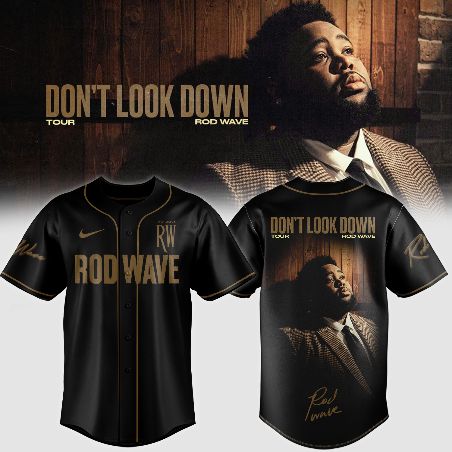 Rod Wave Dont Look Down Tour 2026 Collector Baseball Jersey Edition
